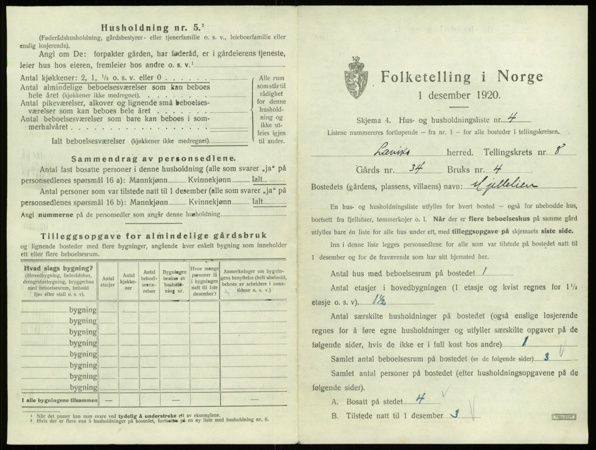 SAB, 1920 census for Lavik, 1920, p. 270