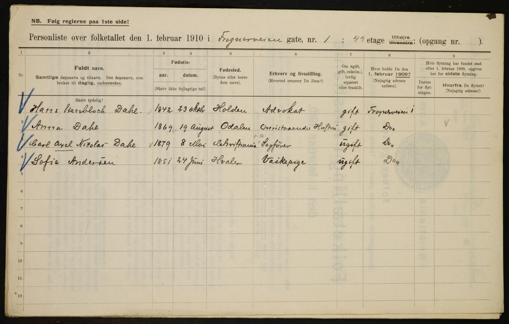 OBA, Municipal Census 1910 for Kristiania, 1910, p. 25358