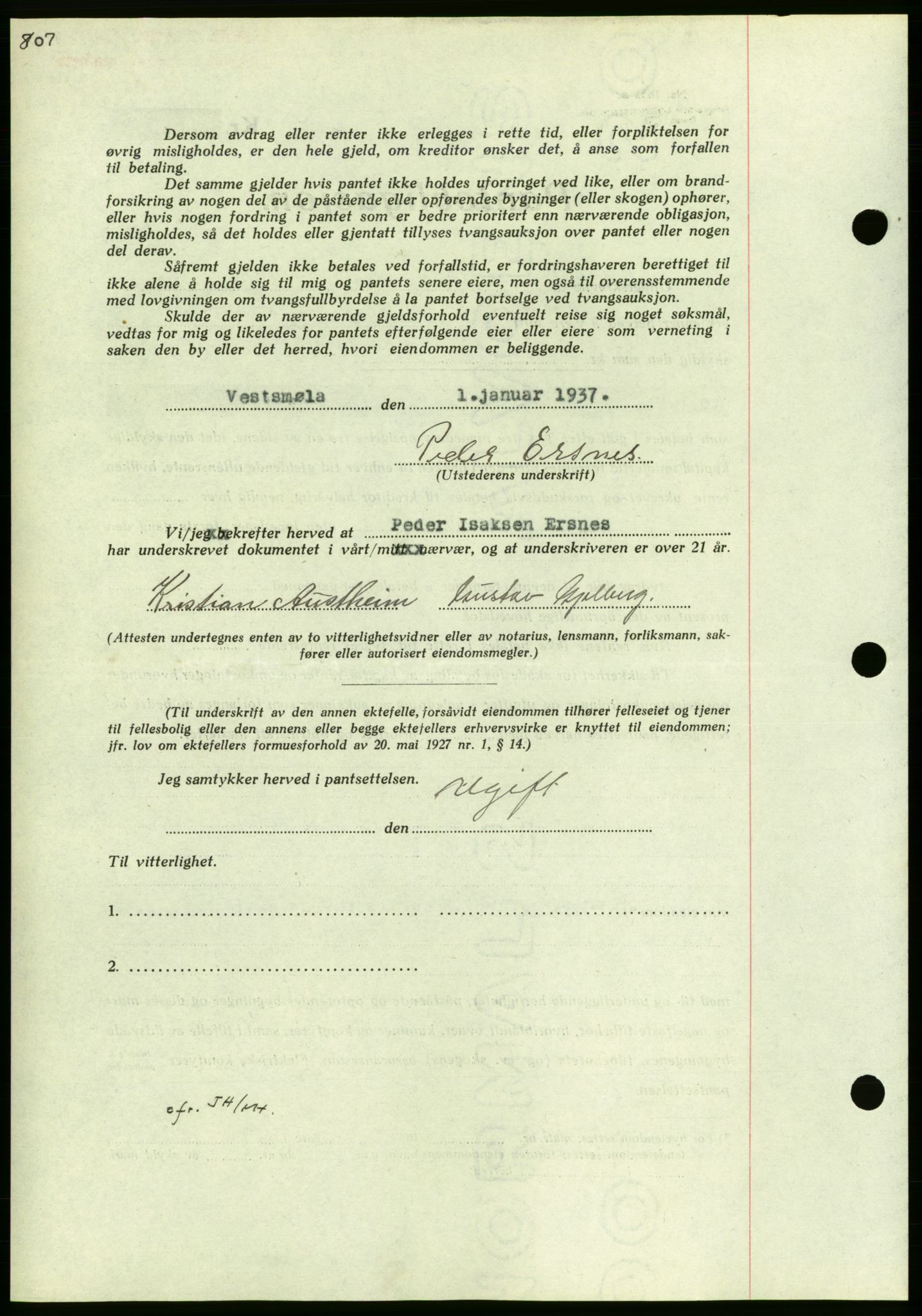 Nordmøre sorenskriveri, AV/SAT-A-4132/1/2/2Ca/L0090: Mortgage book no. B80, 1936-1937, Diary no: : 152/1937