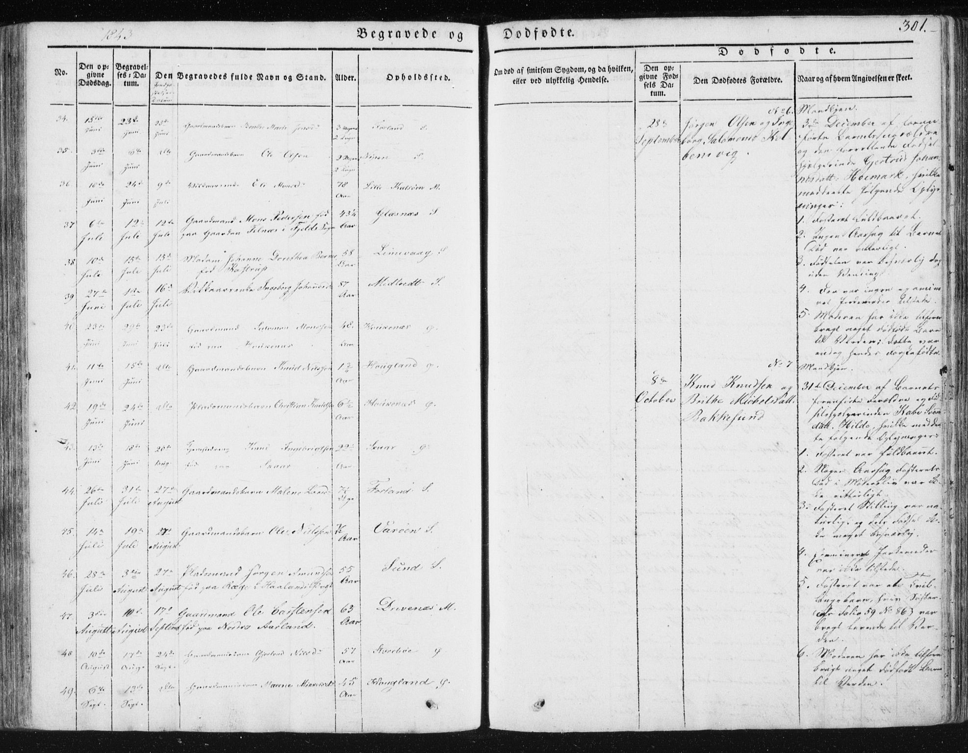Sund sokneprestembete, SAB/A-99930: Parish register (official) no. A 13, 1835-1849, p. 301