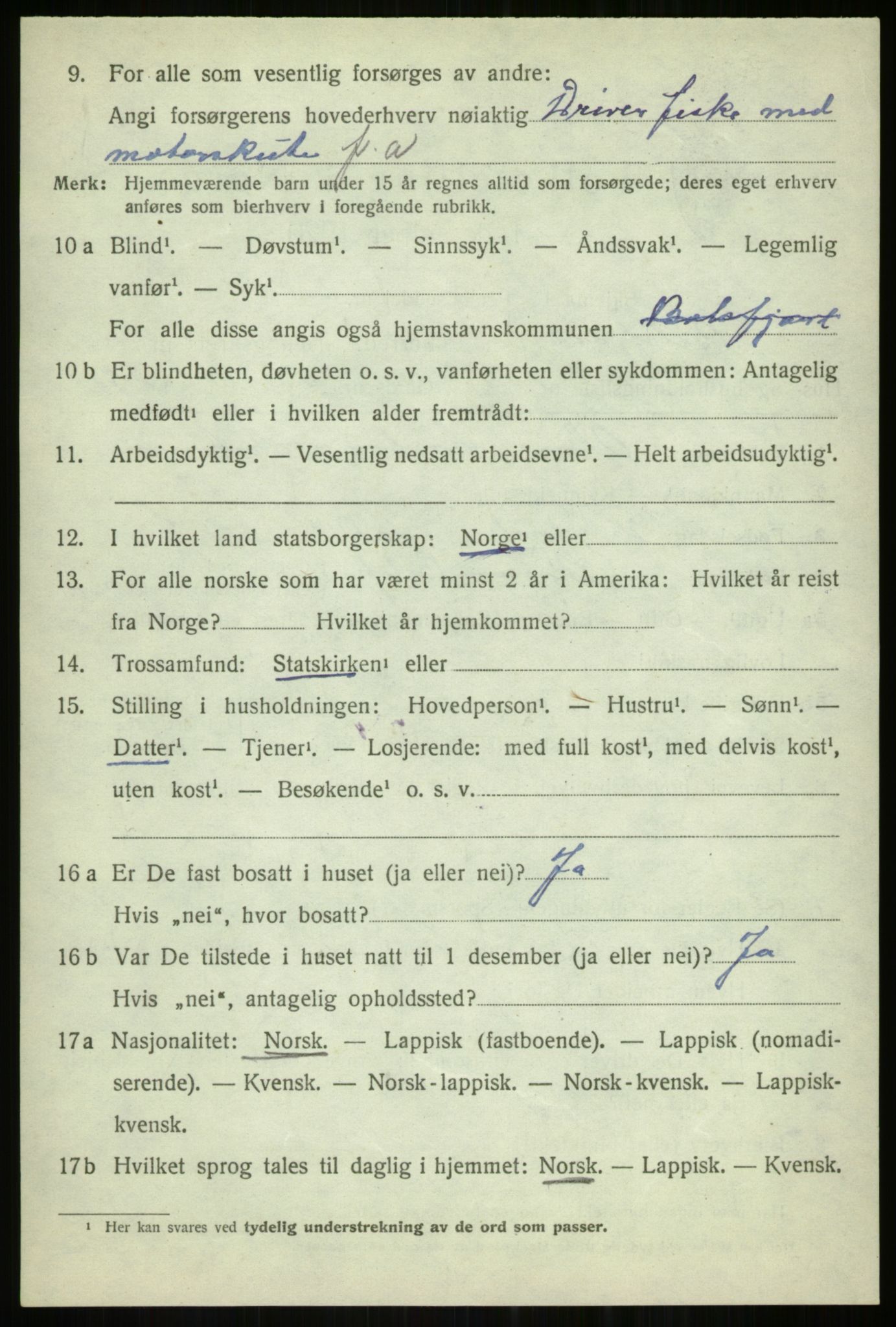 SATØ, 1920 census for Balsfjord, 1920, p. 7611