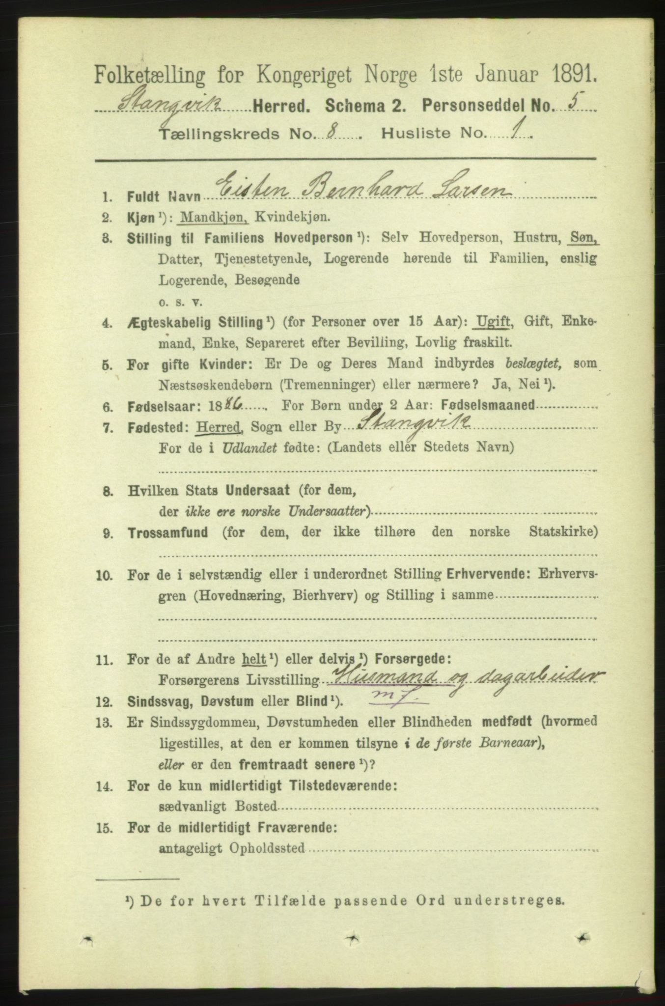 RA, 1891 census for 1564 Stangvik, 1891, p. 3335