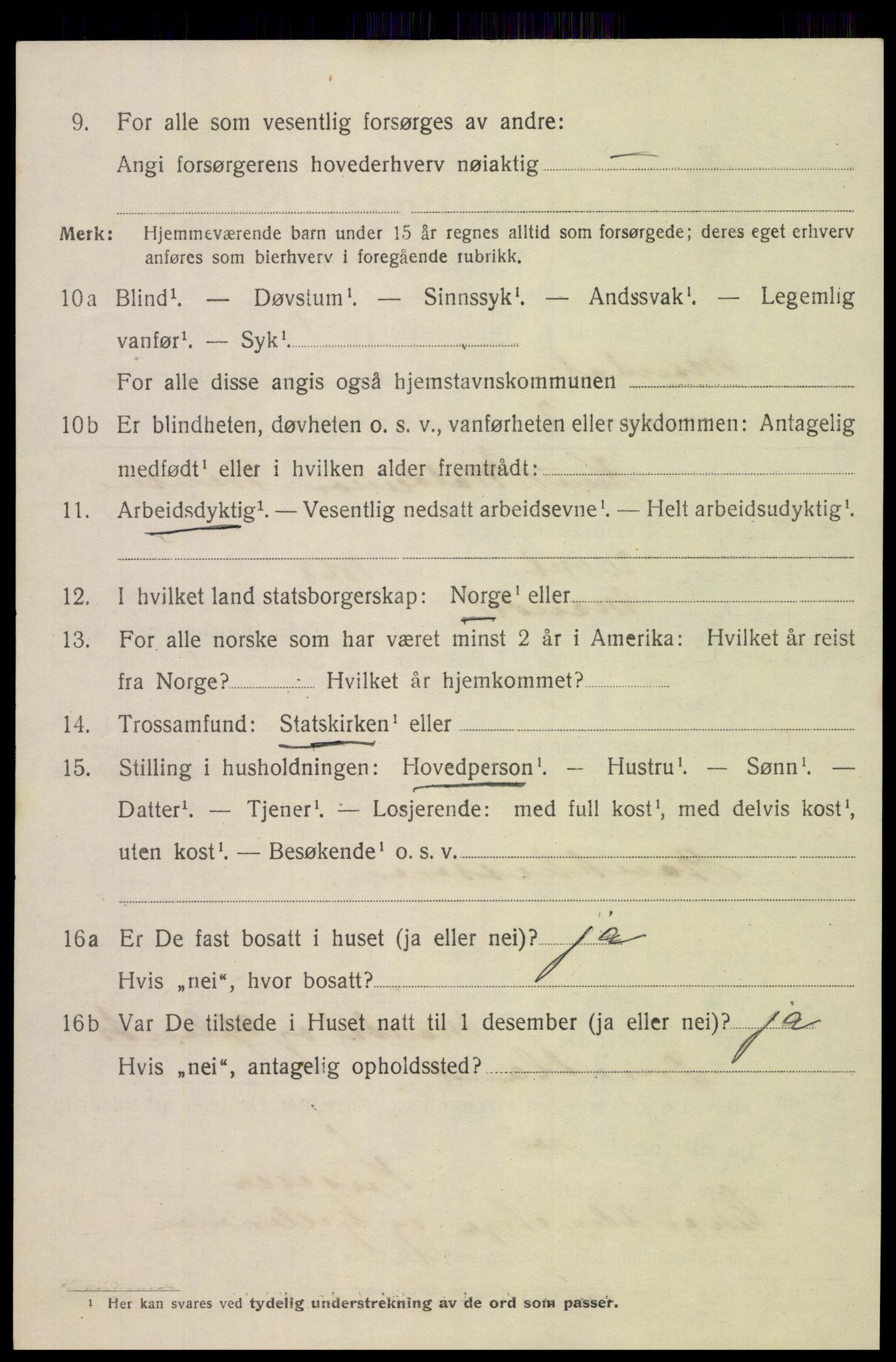 SAK, 1920 census for Mandal, 1920, p. 9116