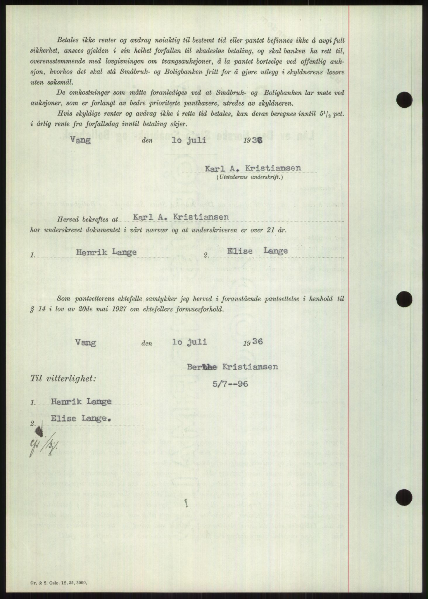 Nord-Hedmark sorenskriveri, SAH/TING-012/H/Hb/Hbf/L0001: Mortgage book no. B1, 1936-1936, Diary no: : 1320/1936