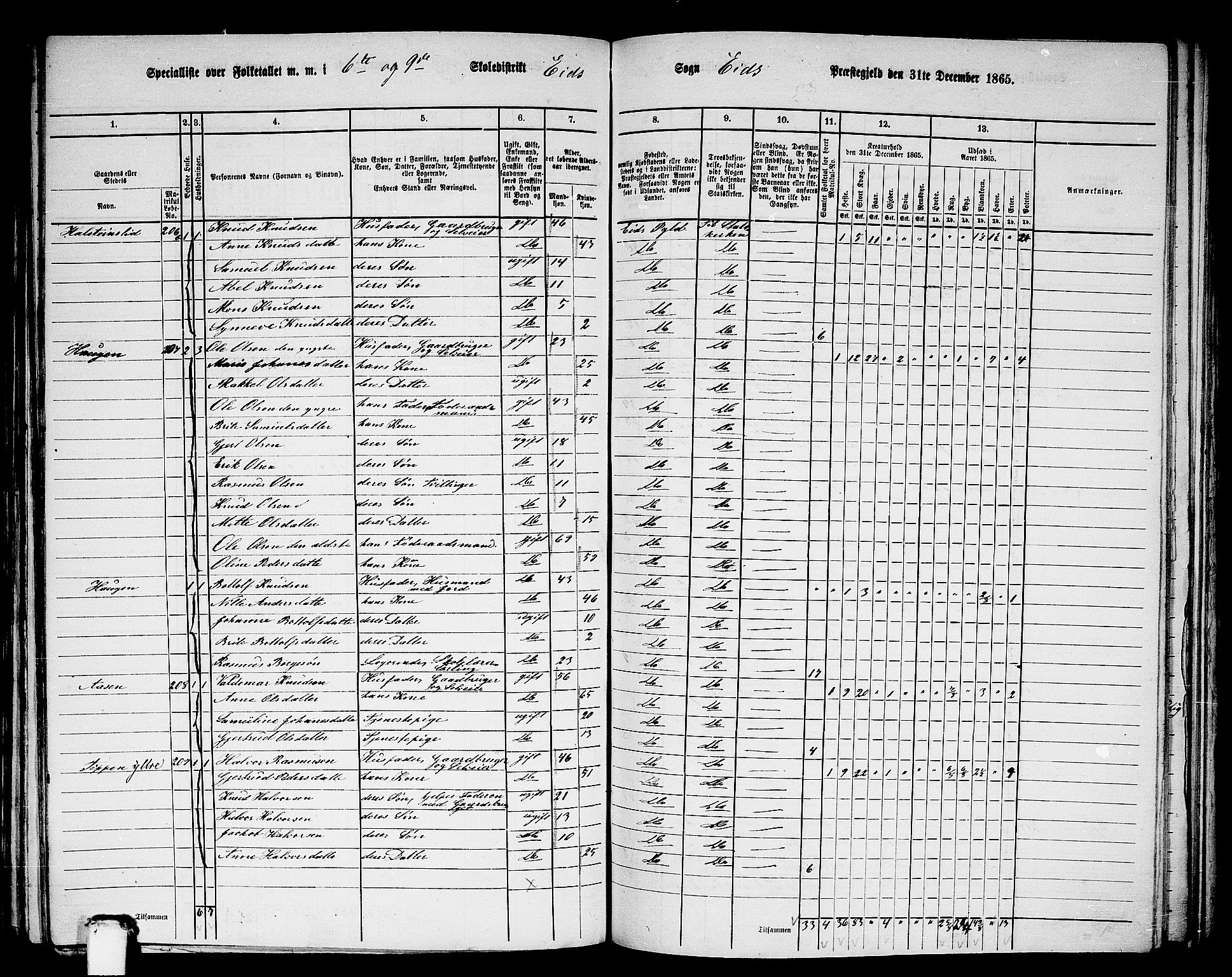 RA, 1865 census for Eid, 1865, p. 138