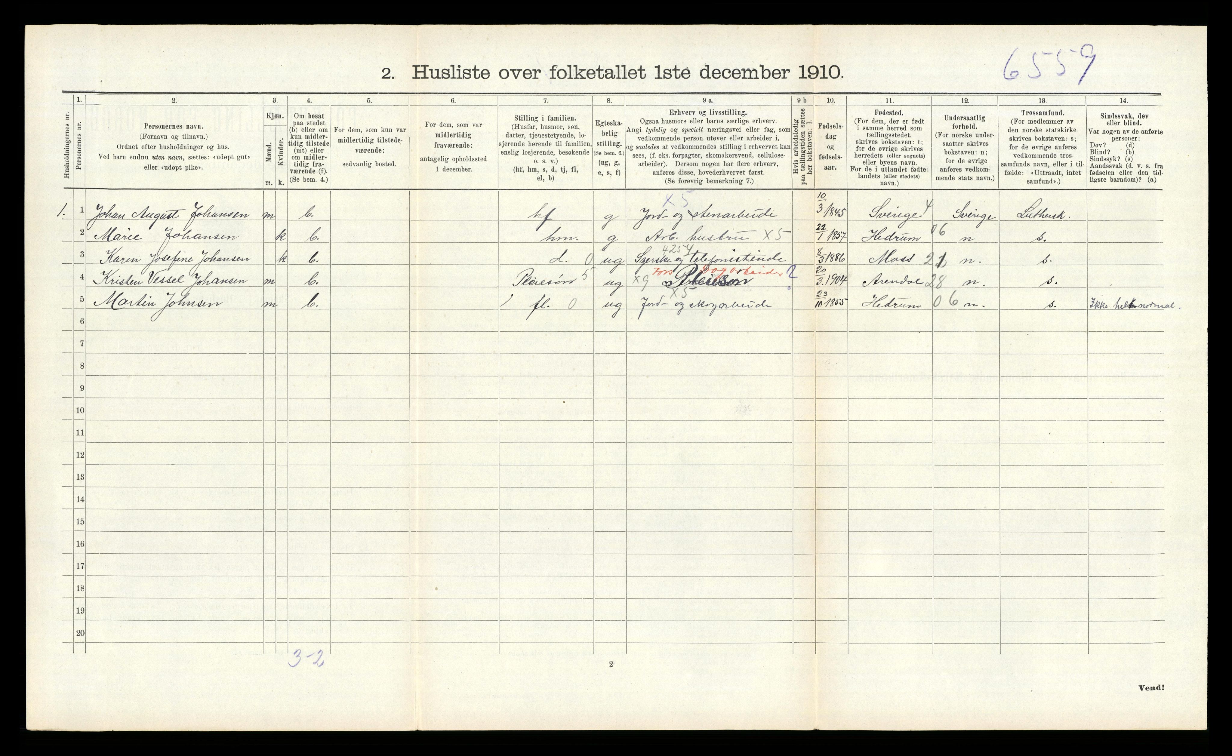 RA, 1910 census for Eidanger, 1910, p. 890