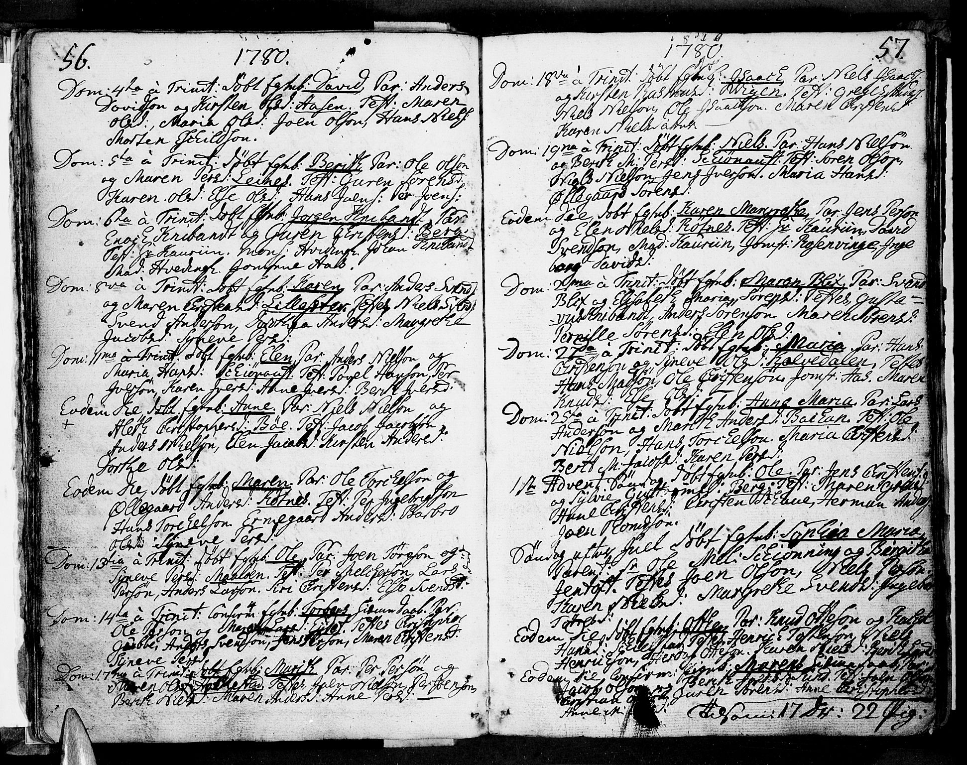 Ministerialprotokoller, klokkerbøker og fødselsregistre - Nordland, SAT/A-1459/855/L0796: Parish register (official) no. 855A04, 1776-1813, p. 56-57