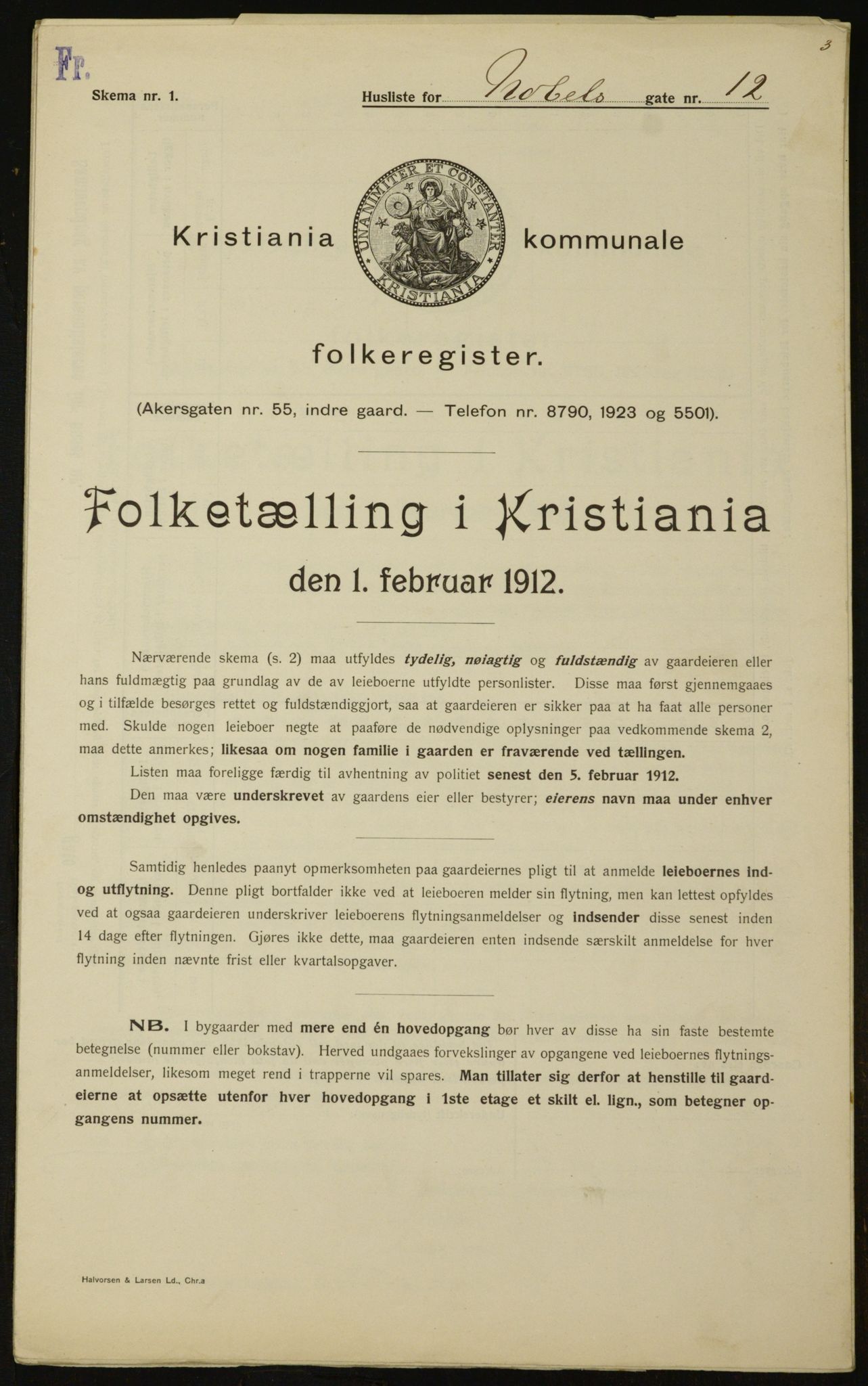 OBA, Municipal Census 1912 for Kristiania, 1912, p. 71836