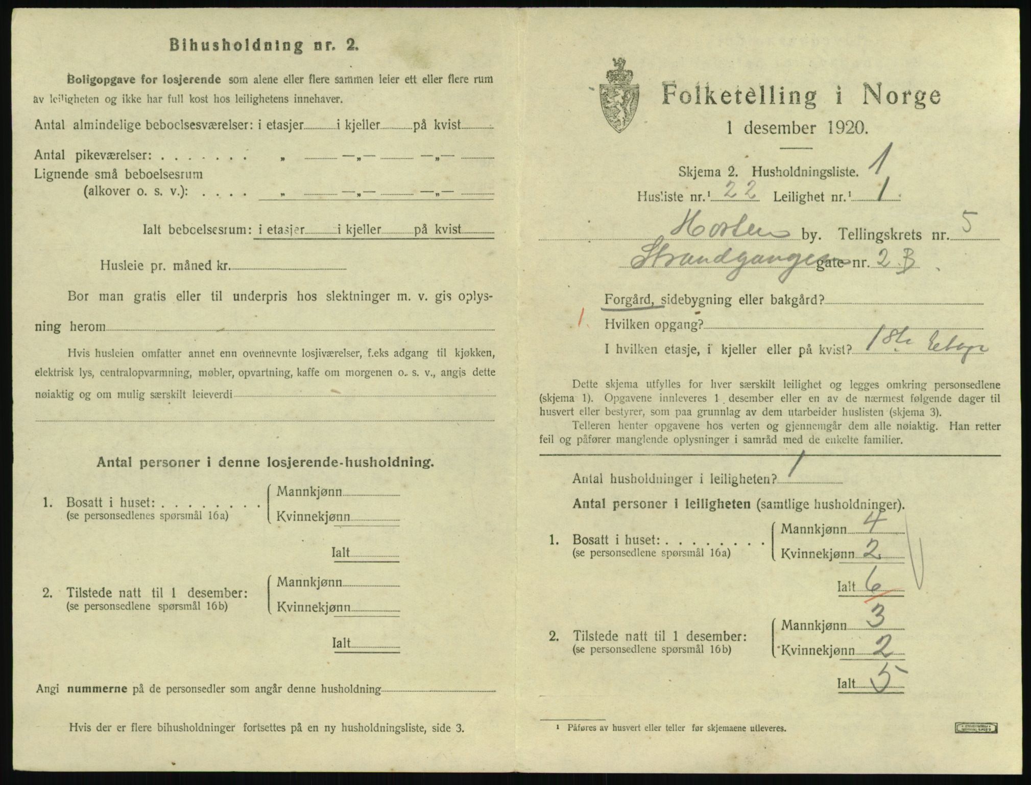 SAKO, 1920 census for Horten, 1920, p. 5717