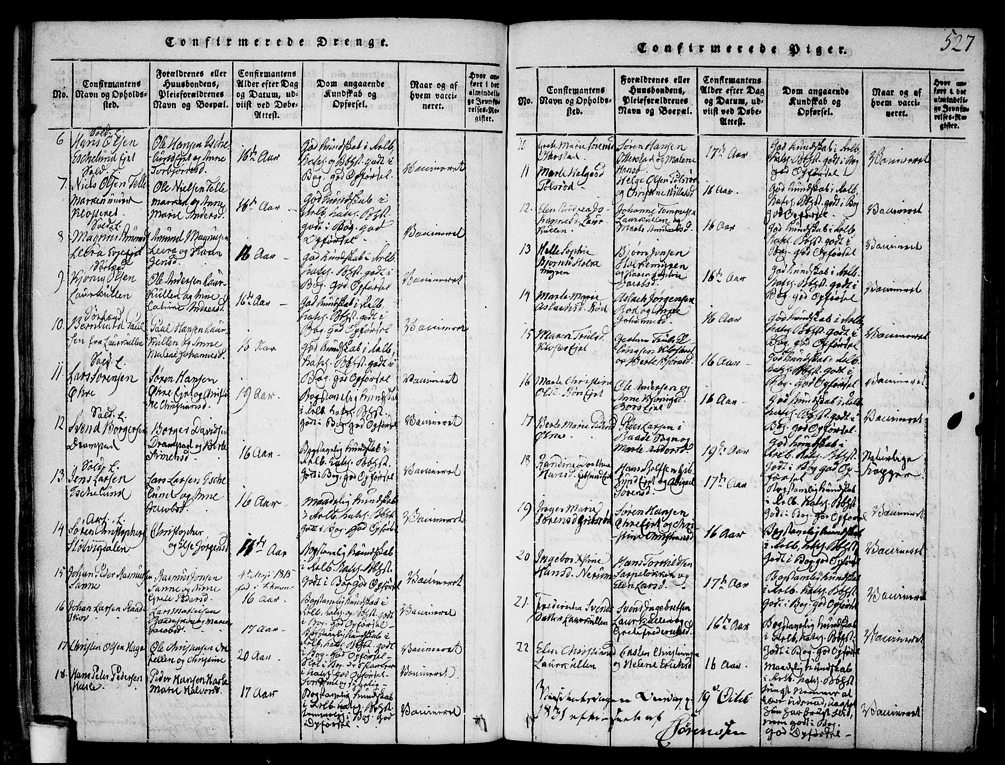 Rygge prestekontor Kirkebøker, SAO/A-10084b/F/Fa/L0003: Parish register (official) no. 3, 1814-1836, p. 526-527