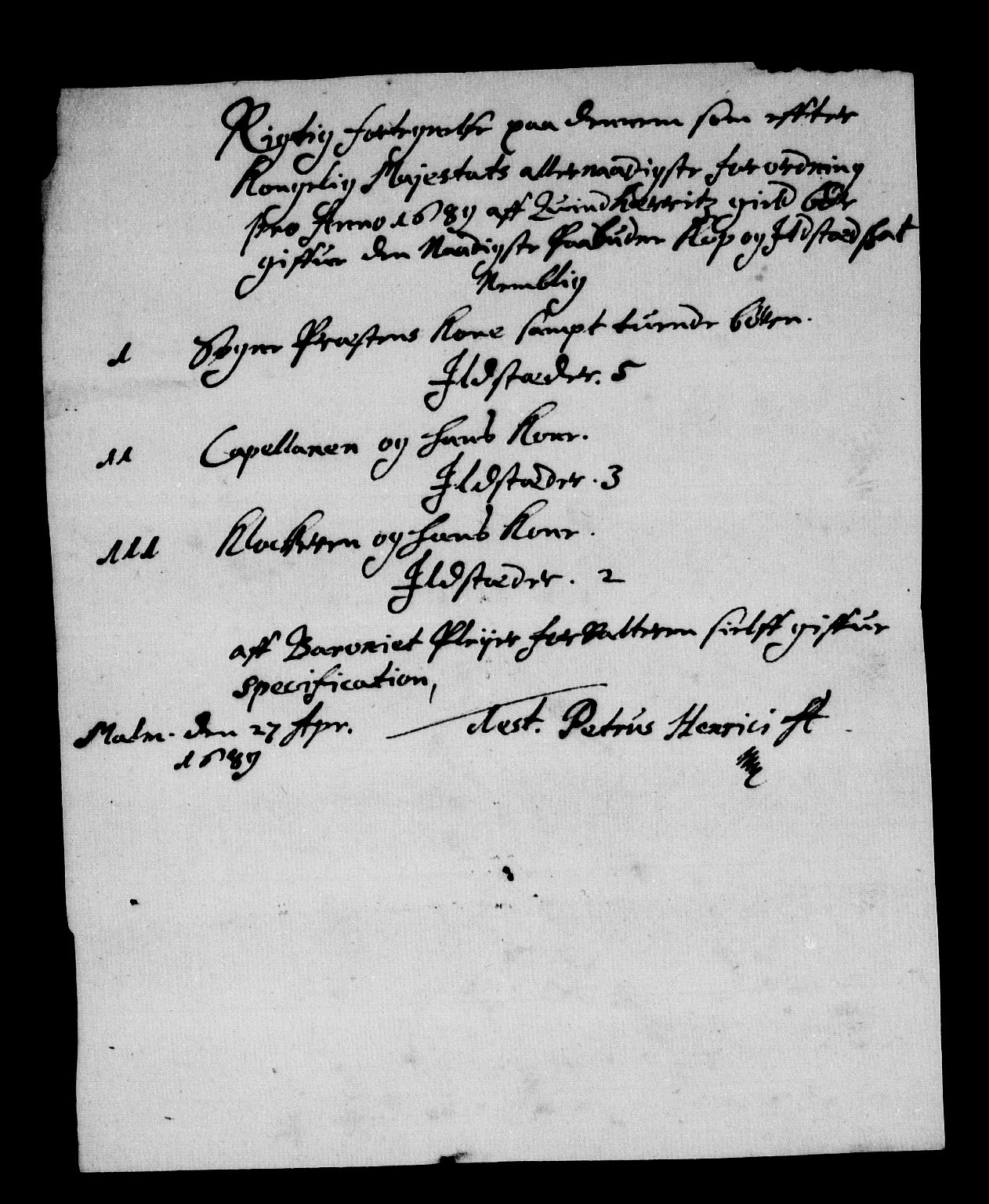 Rentekammeret inntil 1814, Reviderte regnskaper, Stiftamtstueregnskaper, Bergen stiftamt, AV/RA-EA-6043/R/Rc/L0090: Bergen stiftamt, 1689
