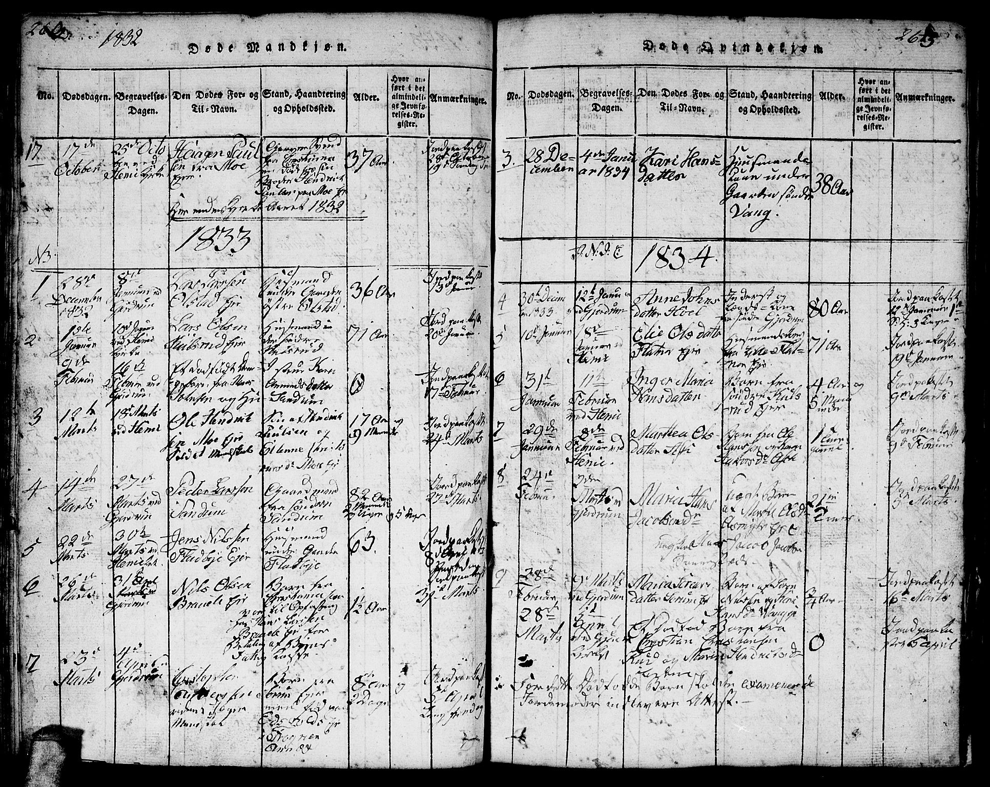Gjerdrum prestekontor Kirkebøker, SAO/A-10412b/F/Fa/L0004: Parish register (official) no. I 4, 1816-1836, p. 262-263
