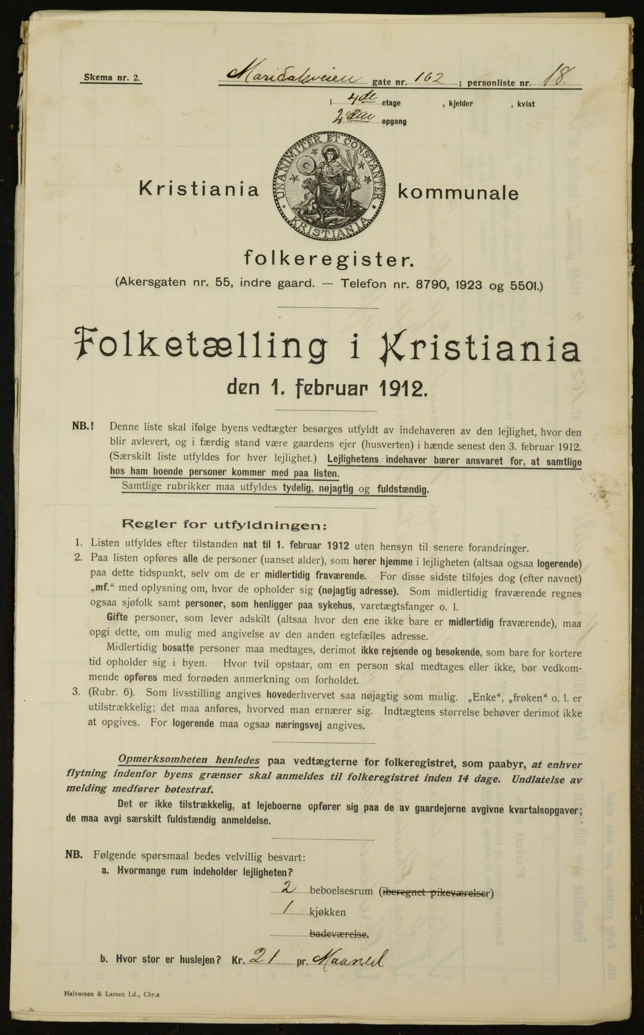 OBA, Municipal Census 1912 for Kristiania, 1912, p. 62657