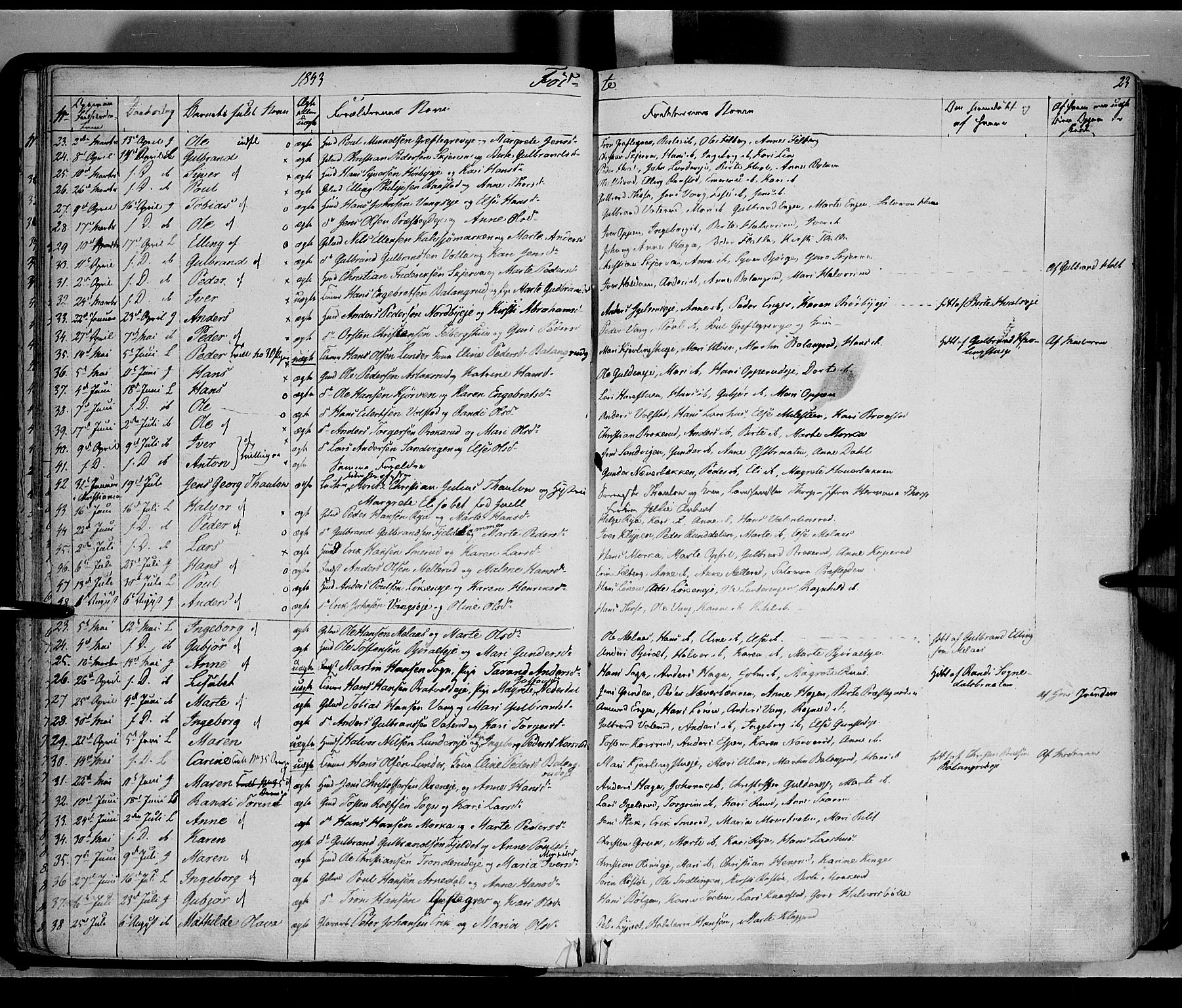 Jevnaker prestekontor, SAH/PREST-116/H/Ha/Haa/L0006: Parish register (official) no. 6, 1837-1857, p. 23