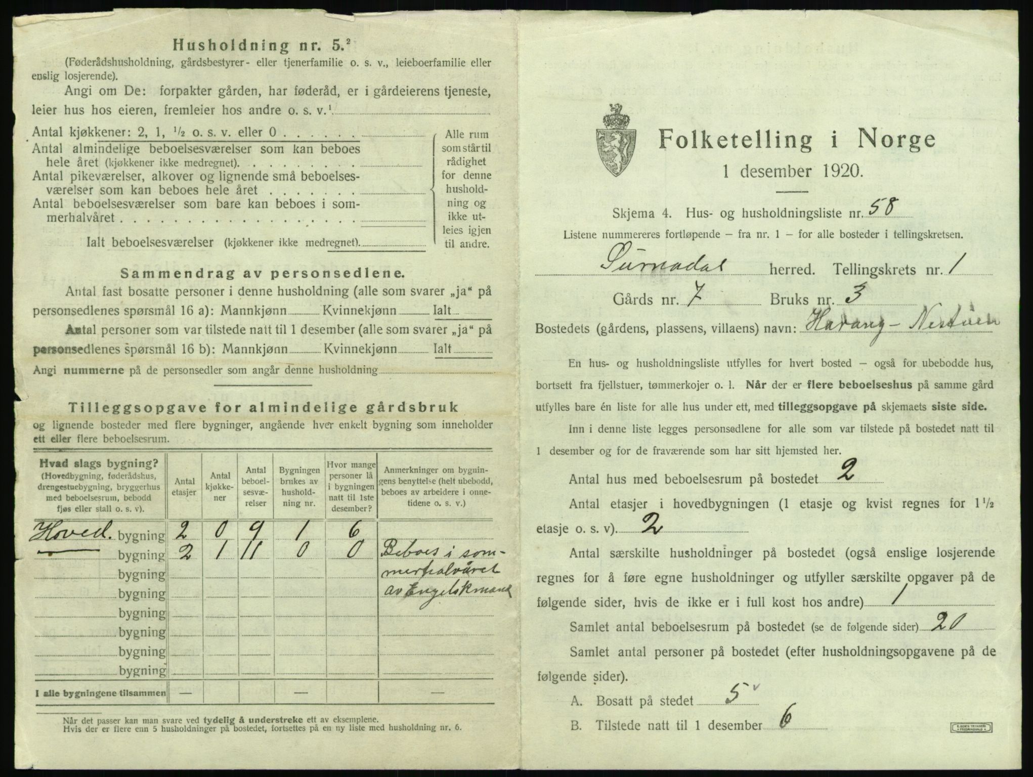 SAT, 1920 census for Surnadal, 1920, p. 157