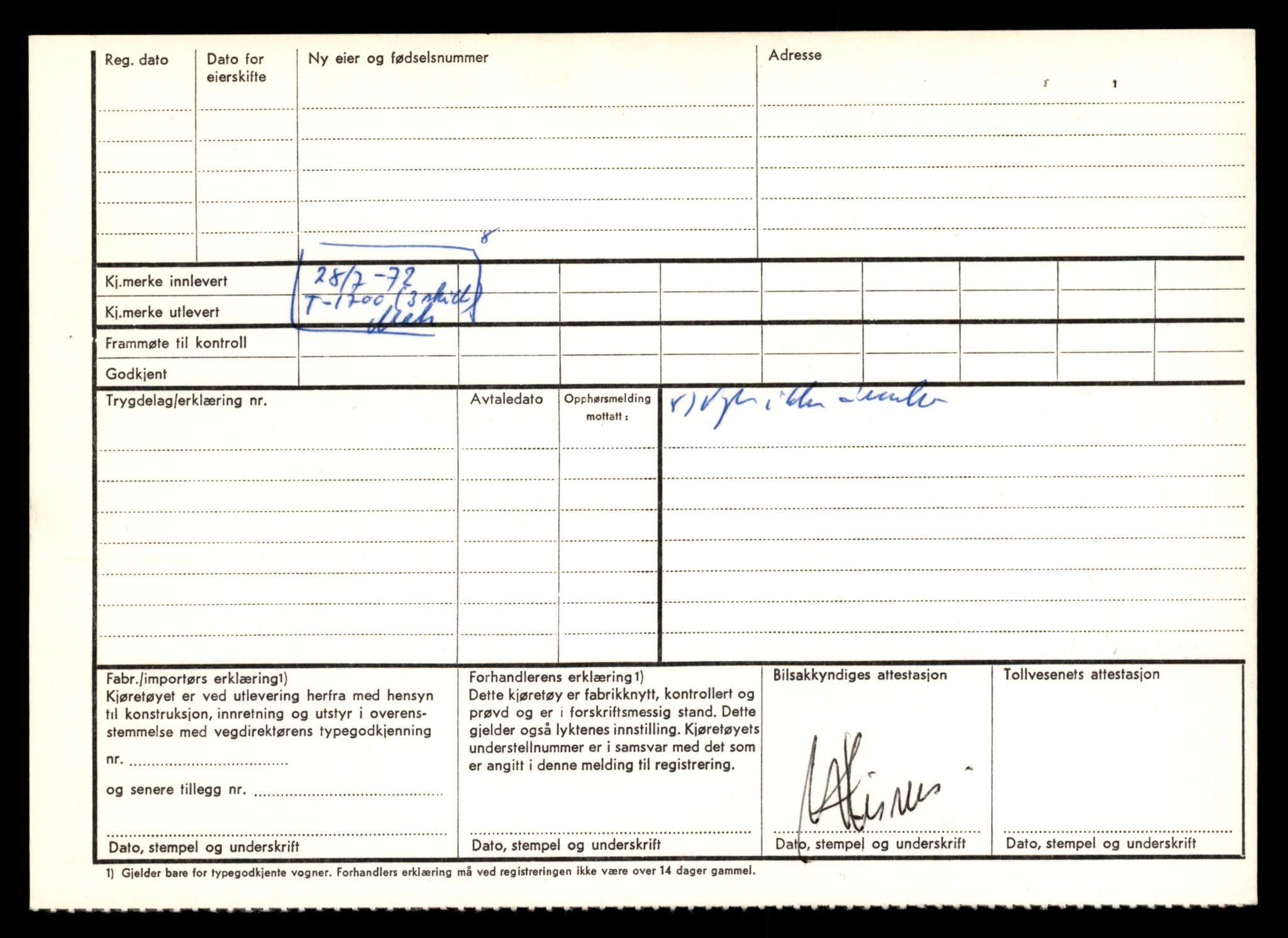 Møre og Romsdal vegkontor - Ålesund trafikkstasjon, AV/SAT-A-4099/F/Fe/L0015: Registreringskort for kjøretøy T 1700 - T 1850, 1927-1998, p. 4