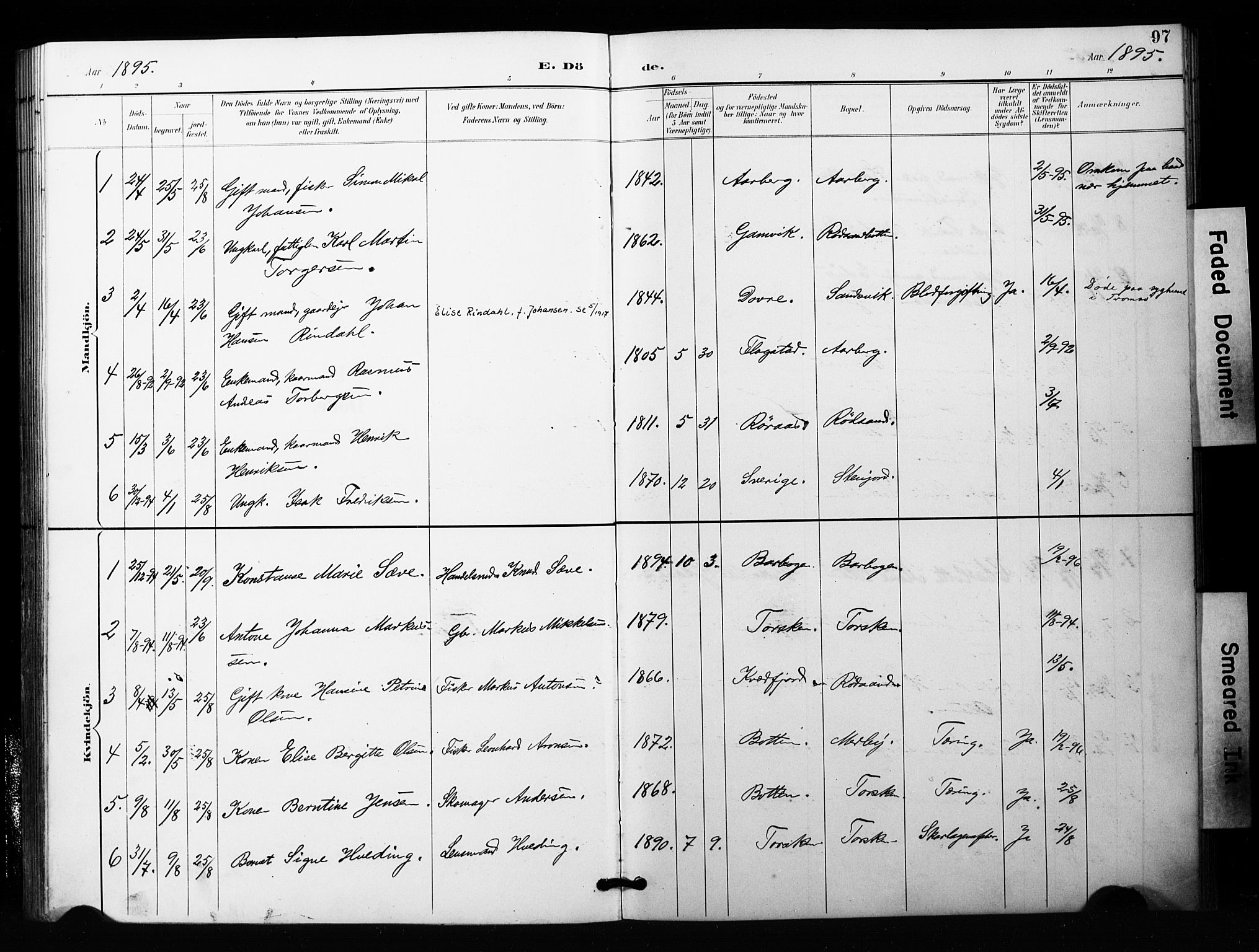Berg sokneprestkontor, SATØ/S-1318/G/Ga/Gaa/L0006kirke: Parish register (official) no. 6, 1894-1904, p. 97