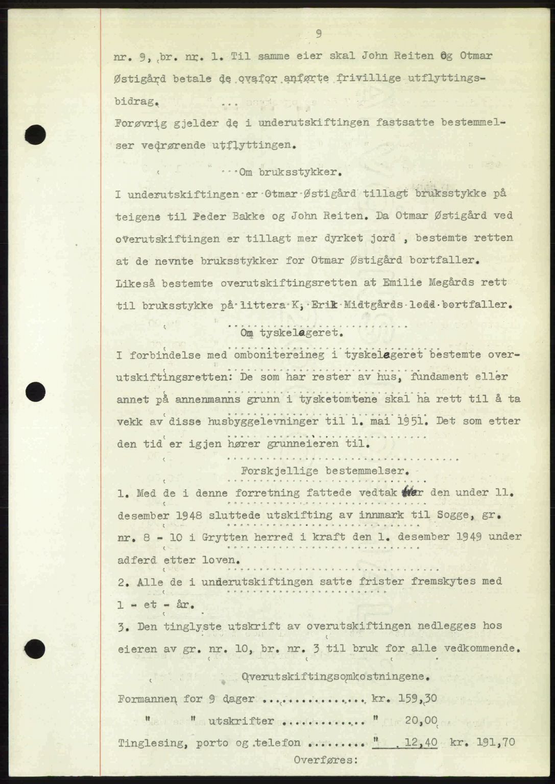 Romsdal sorenskriveri, AV/SAT-A-4149/1/2/2C: Mortgage book no. A31, 1949-1949, Diary no: : 3361/1949