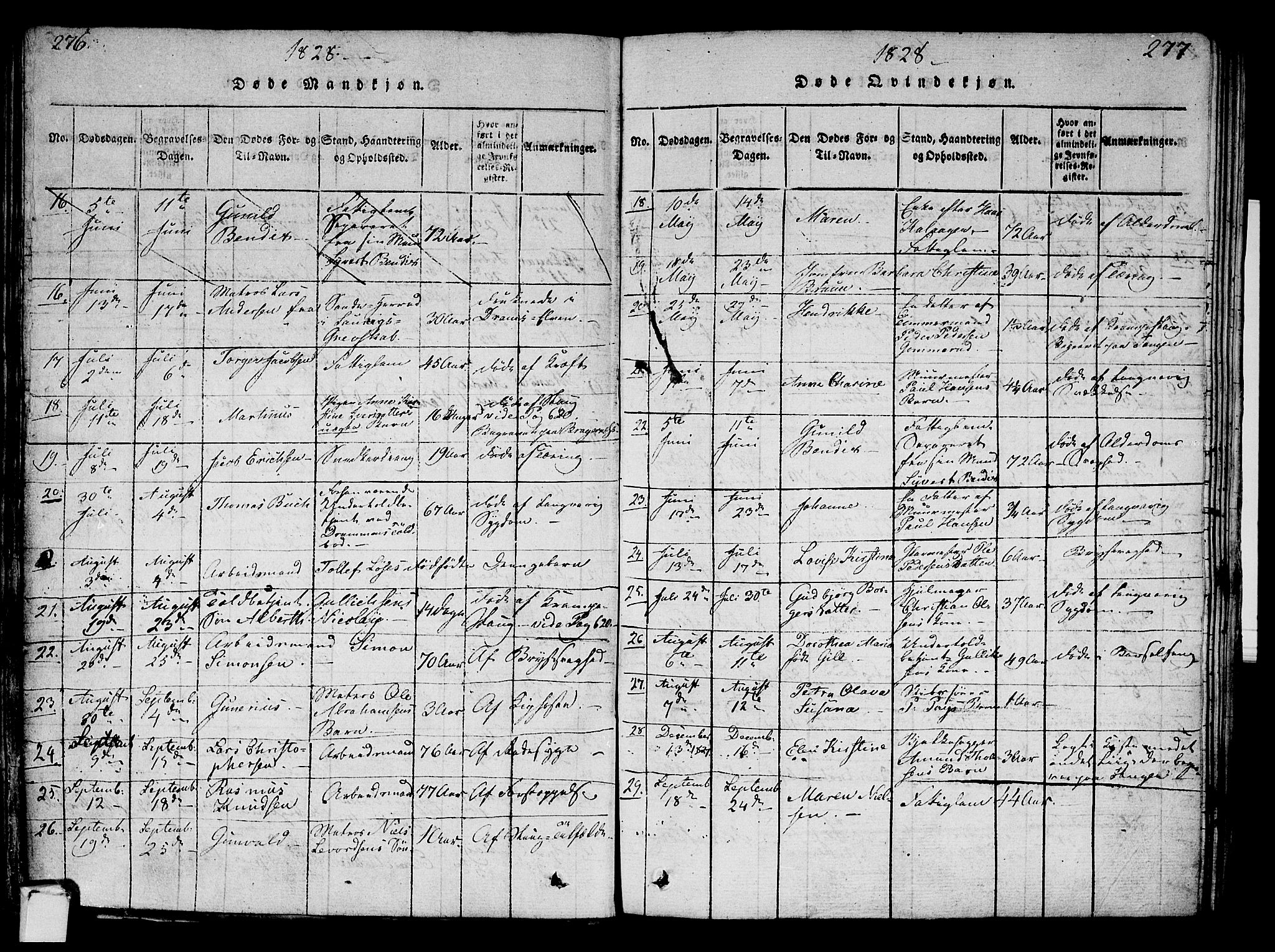 Strømsø kirkebøker, SAKO/A-246/G/Ga/L0001: Parish register (copy) no. 1, 1815-1829, p. 276-277