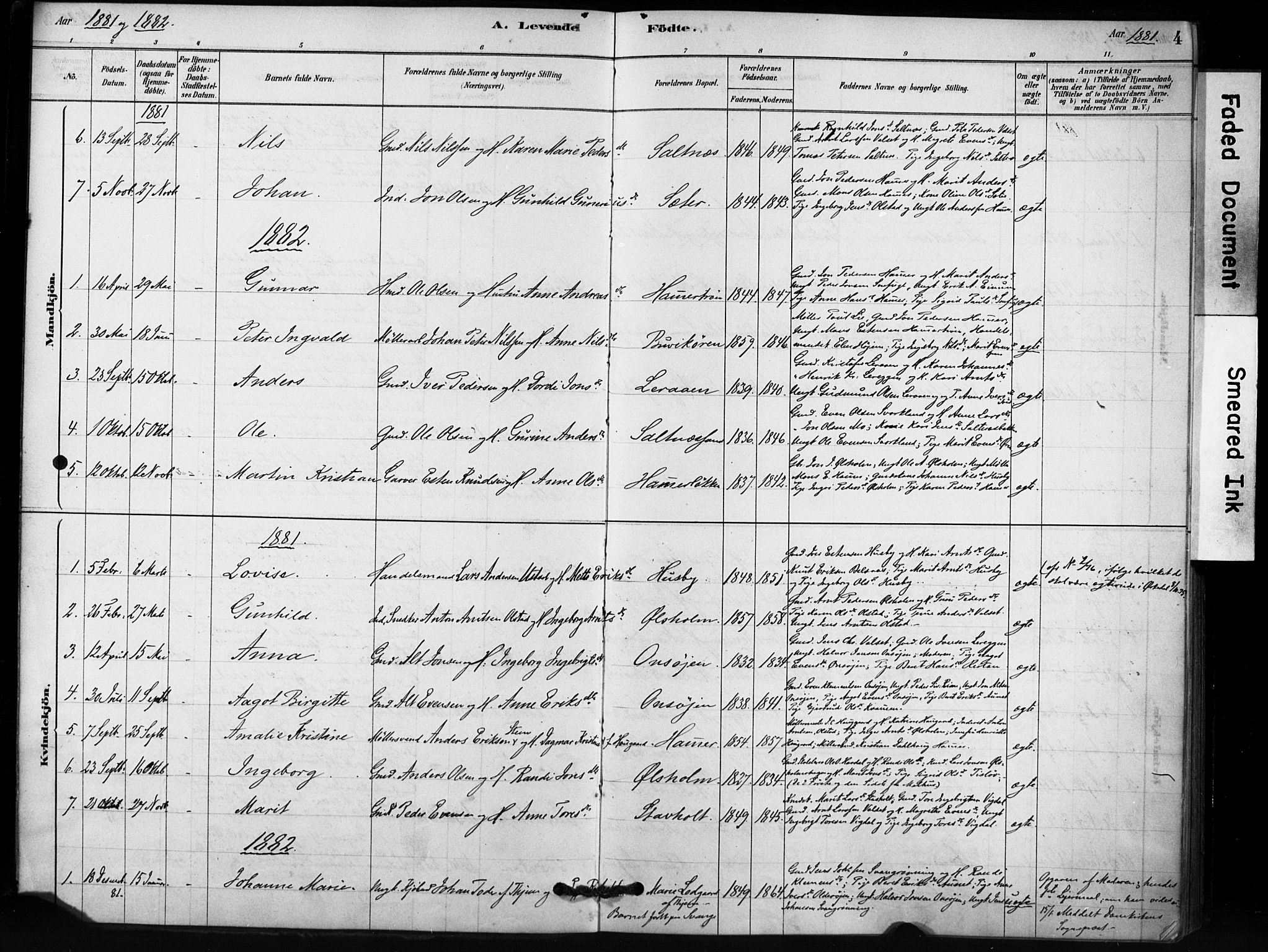 Ministerialprotokoller, klokkerbøker og fødselsregistre - Sør-Trøndelag, SAT/A-1456/666/L0786: Parish register (official) no. 666A04, 1878-1895, p. 4
