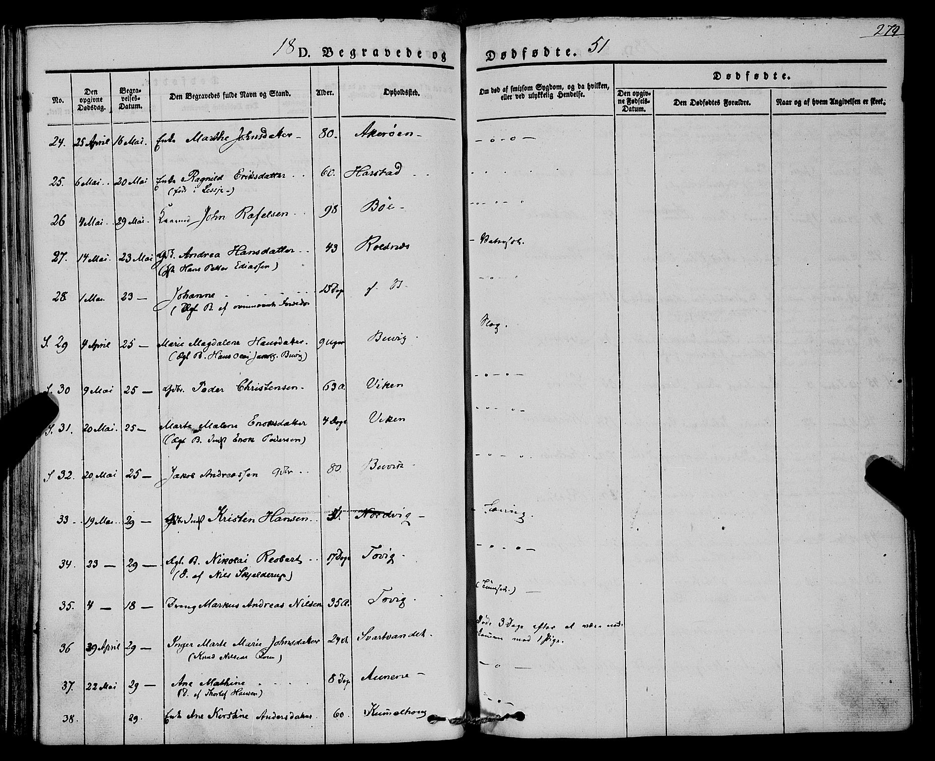 Trondenes sokneprestkontor, AV/SATØ-S-1319/H/Ha/L0009kirke: Parish register (official) no. 9, 1841-1852, p. 279