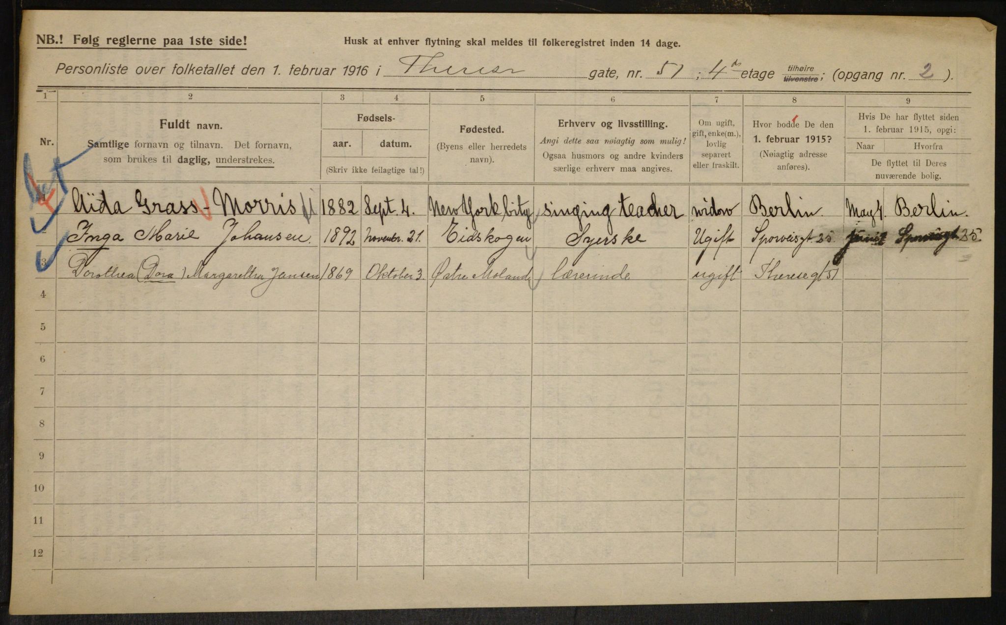 OBA, Municipal Census 1916 for Kristiania, 1916, p. 111840