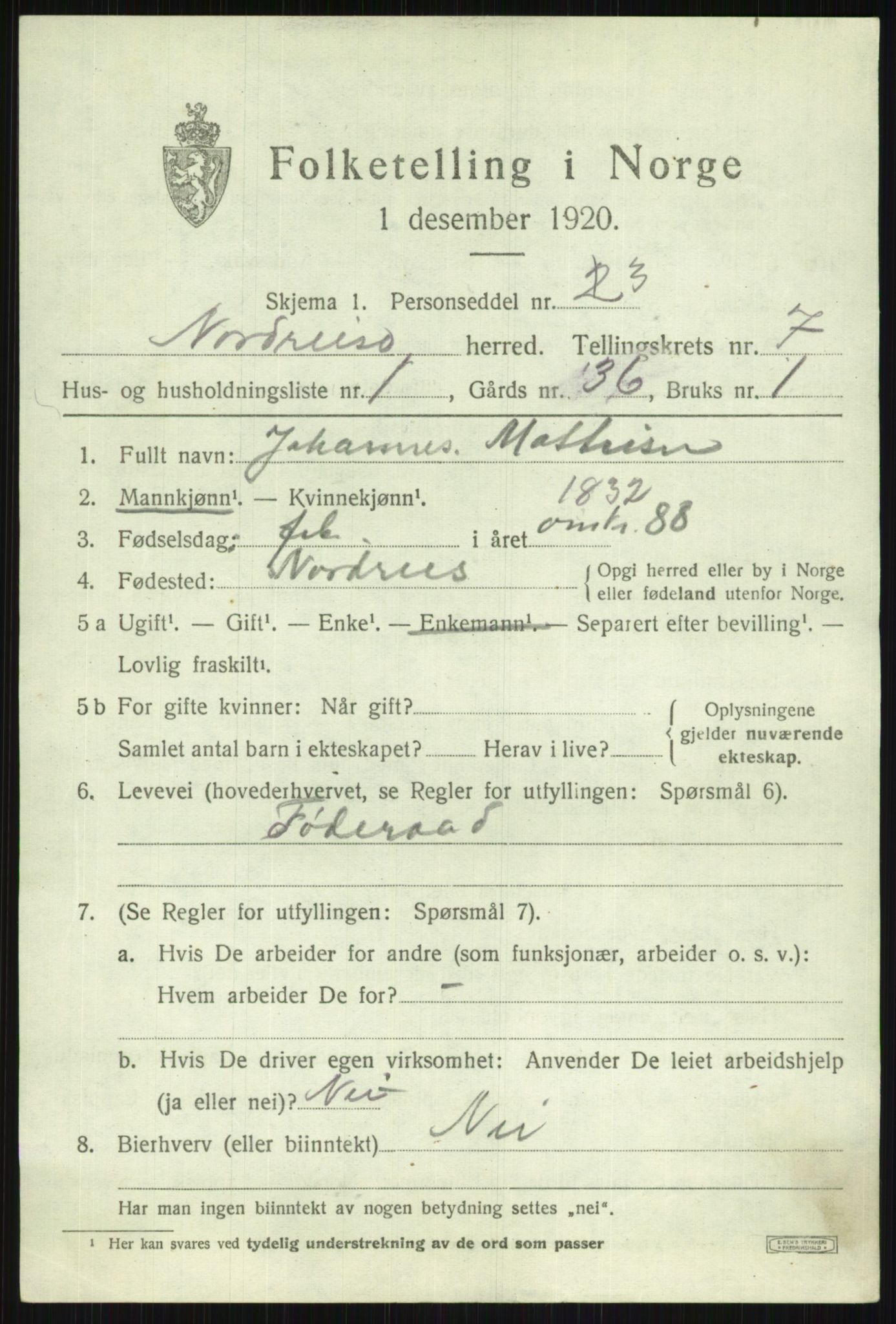 SATØ, 1920 census for Nordreisa, 1920, p. 2983