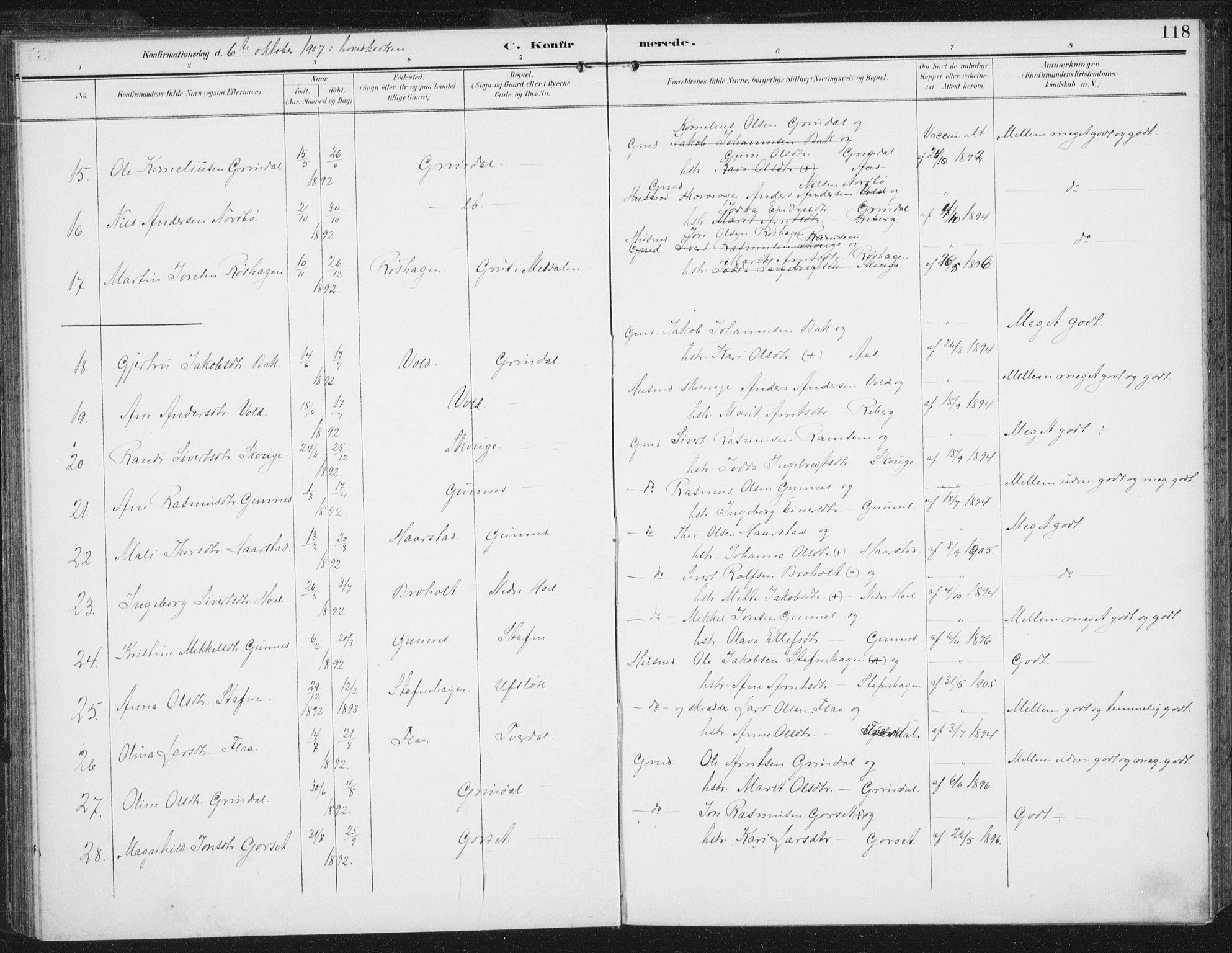 Ministerialprotokoller, klokkerbøker og fødselsregistre - Sør-Trøndelag, AV/SAT-A-1456/674/L0872: Parish register (official) no. 674A04, 1897-1907, p. 118