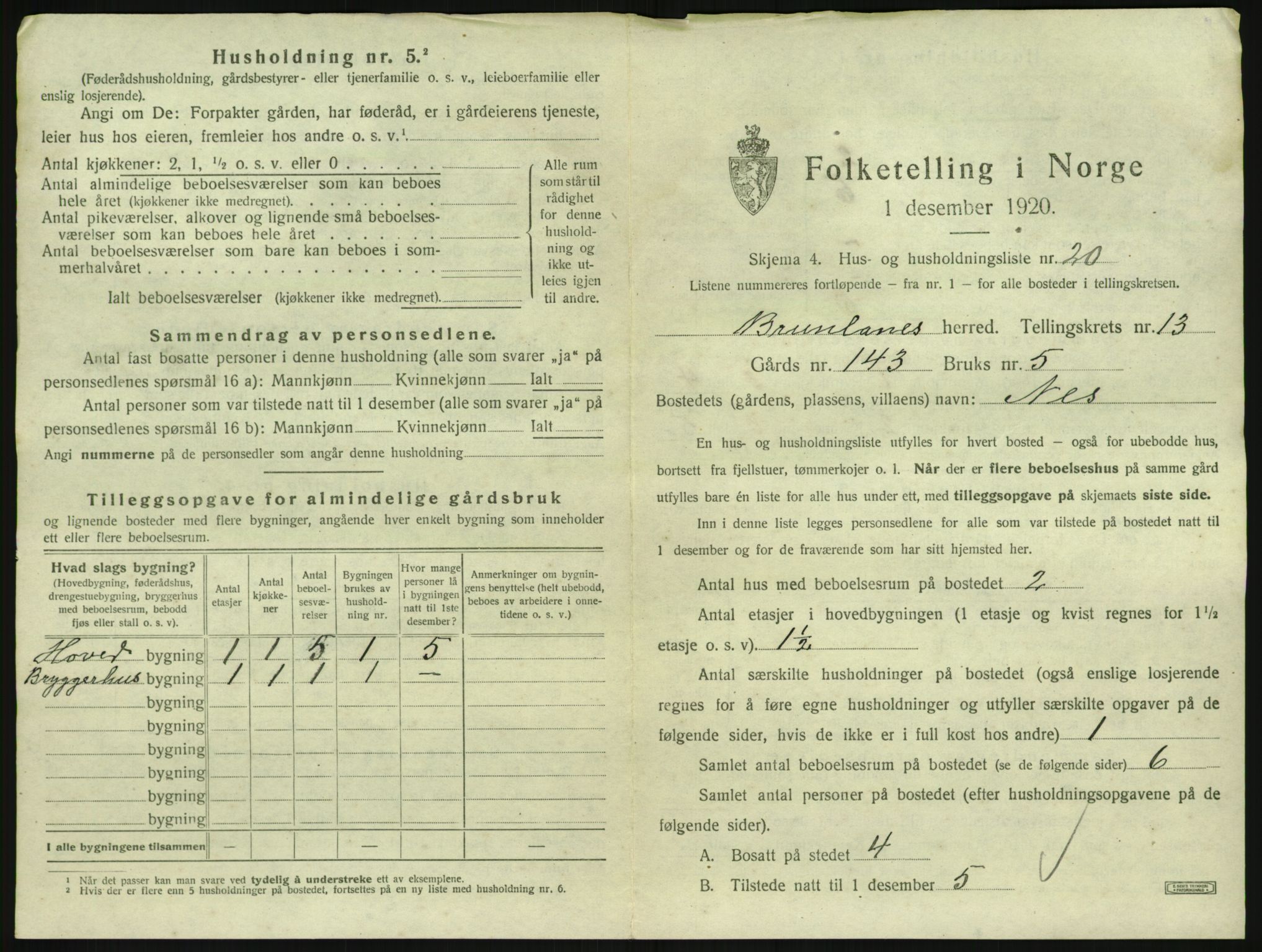 SAKO, 1920 census for Brunlanes, 1920, p. 1789