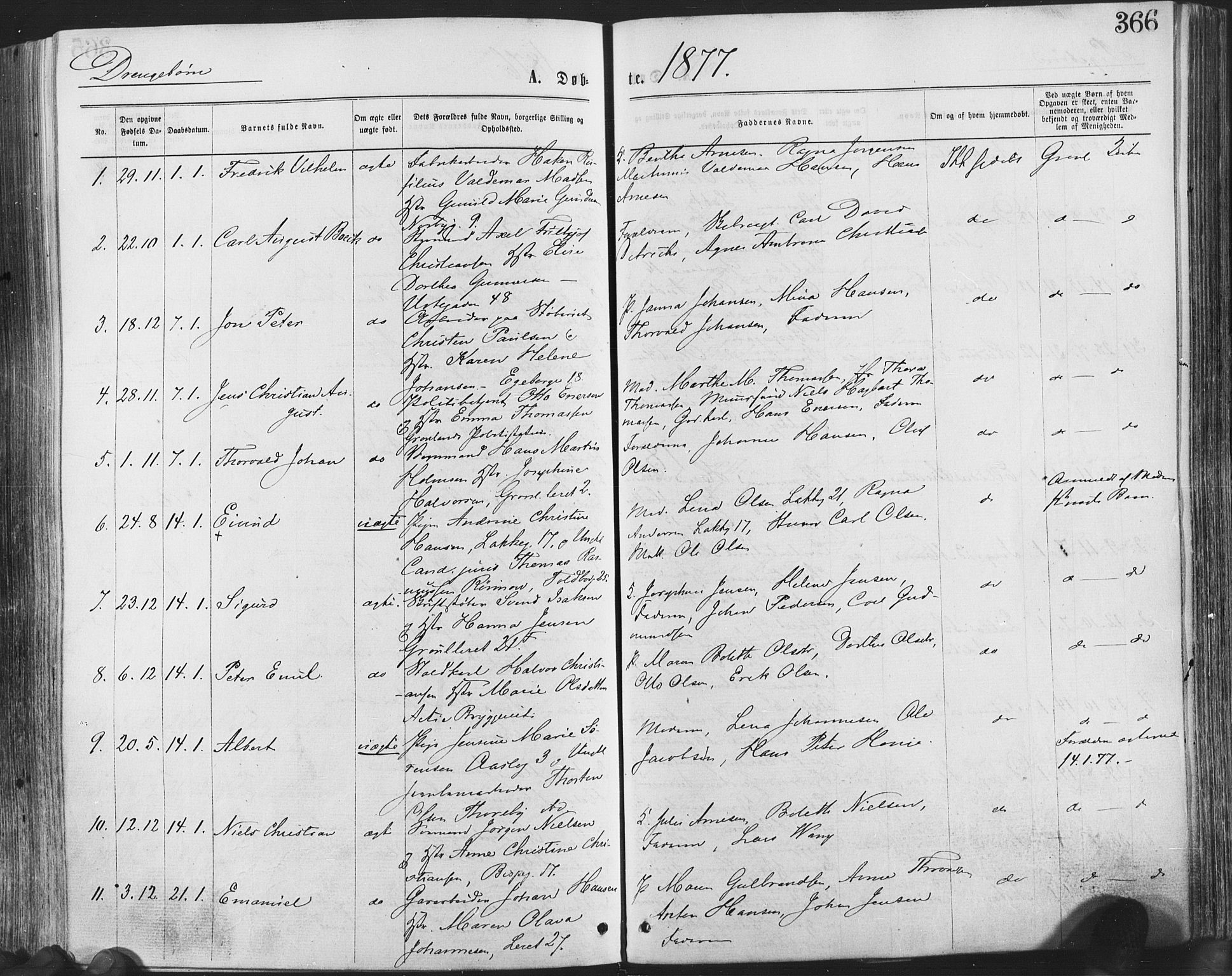 Grønland prestekontor Kirkebøker, SAO/A-10848/F/Fa/L0004: Parish register (official) no. 4, 1869-1880, p. 366