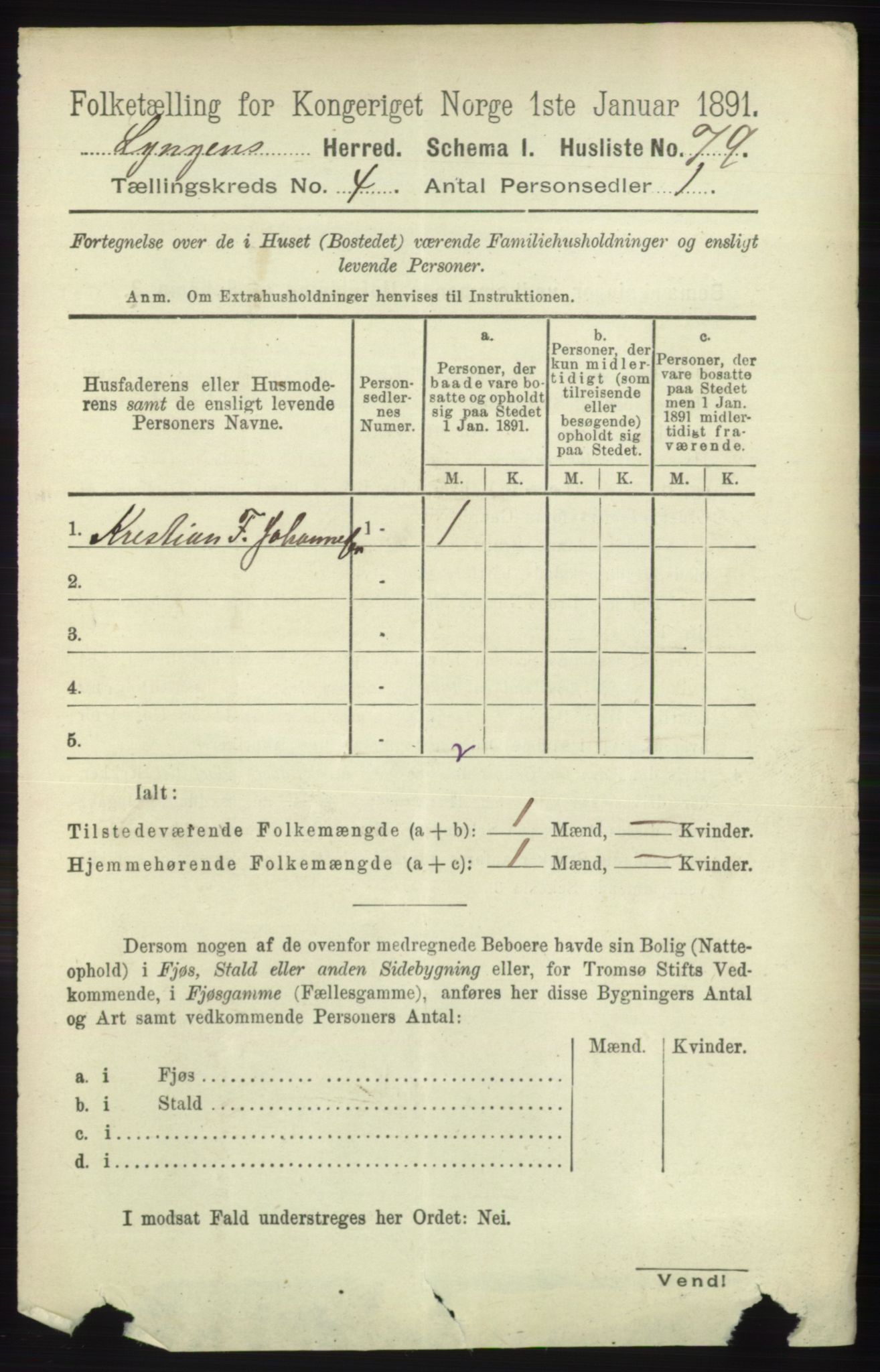 RA, 1891 census for 1938 Lyngen, 1891, p. 3665