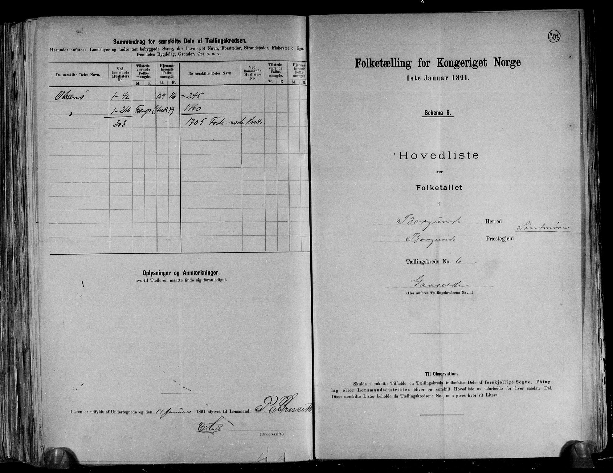 RA, 1891 census for 1531 Borgund, 1891, p. 17