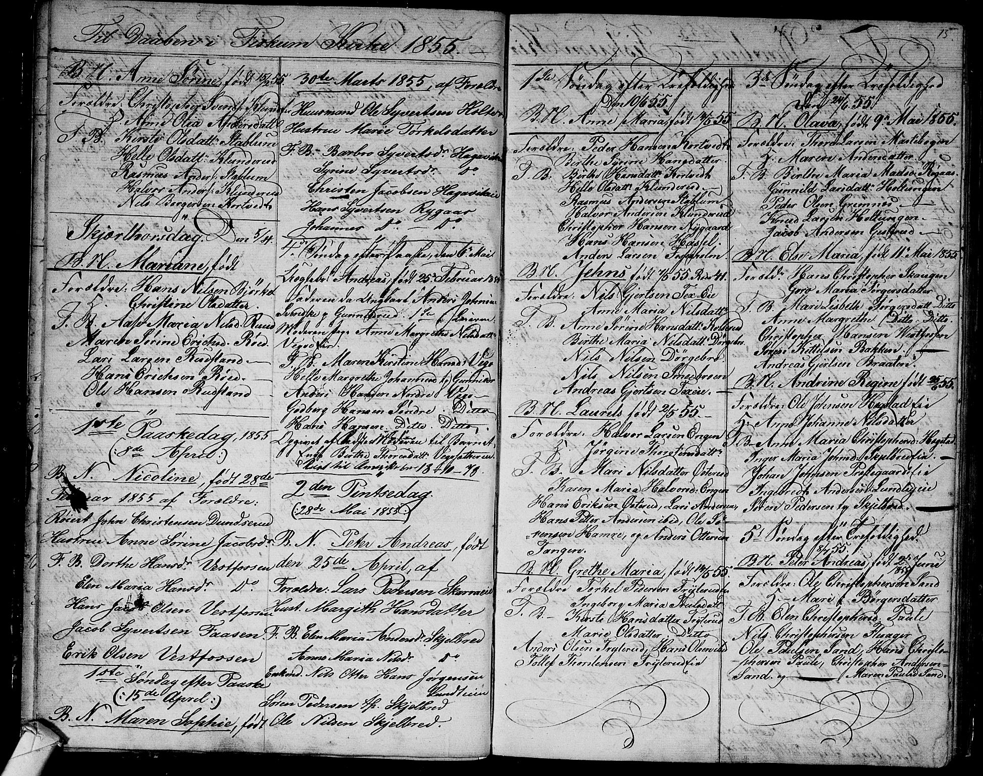 Fiskum kirkebøker, AV/SAKO-A-15/G/Ga/L0003: Parish register (copy) no. 3, 1851-1878, p. 15