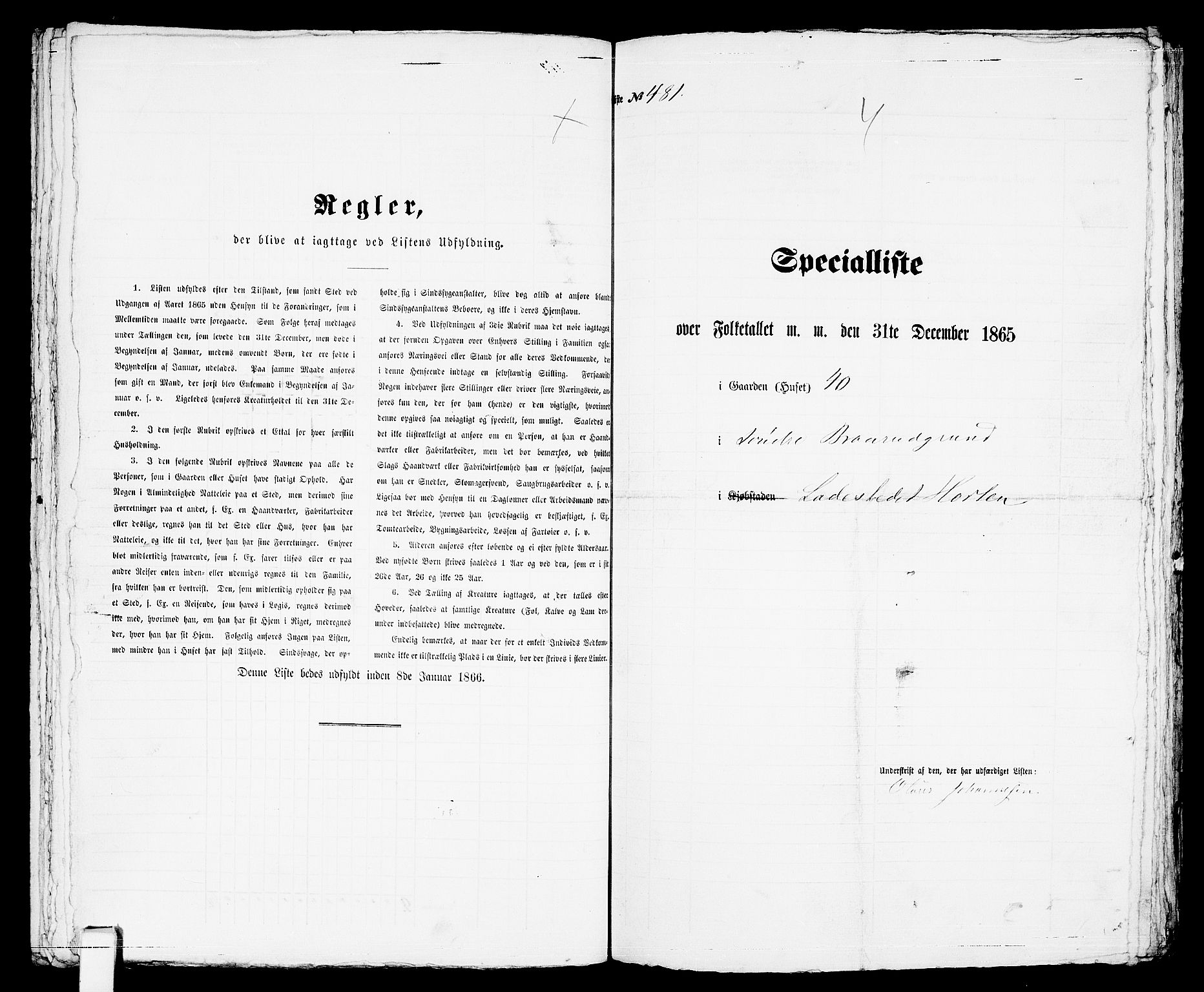 RA, 1865 census for Horten, 1865, p. 1005