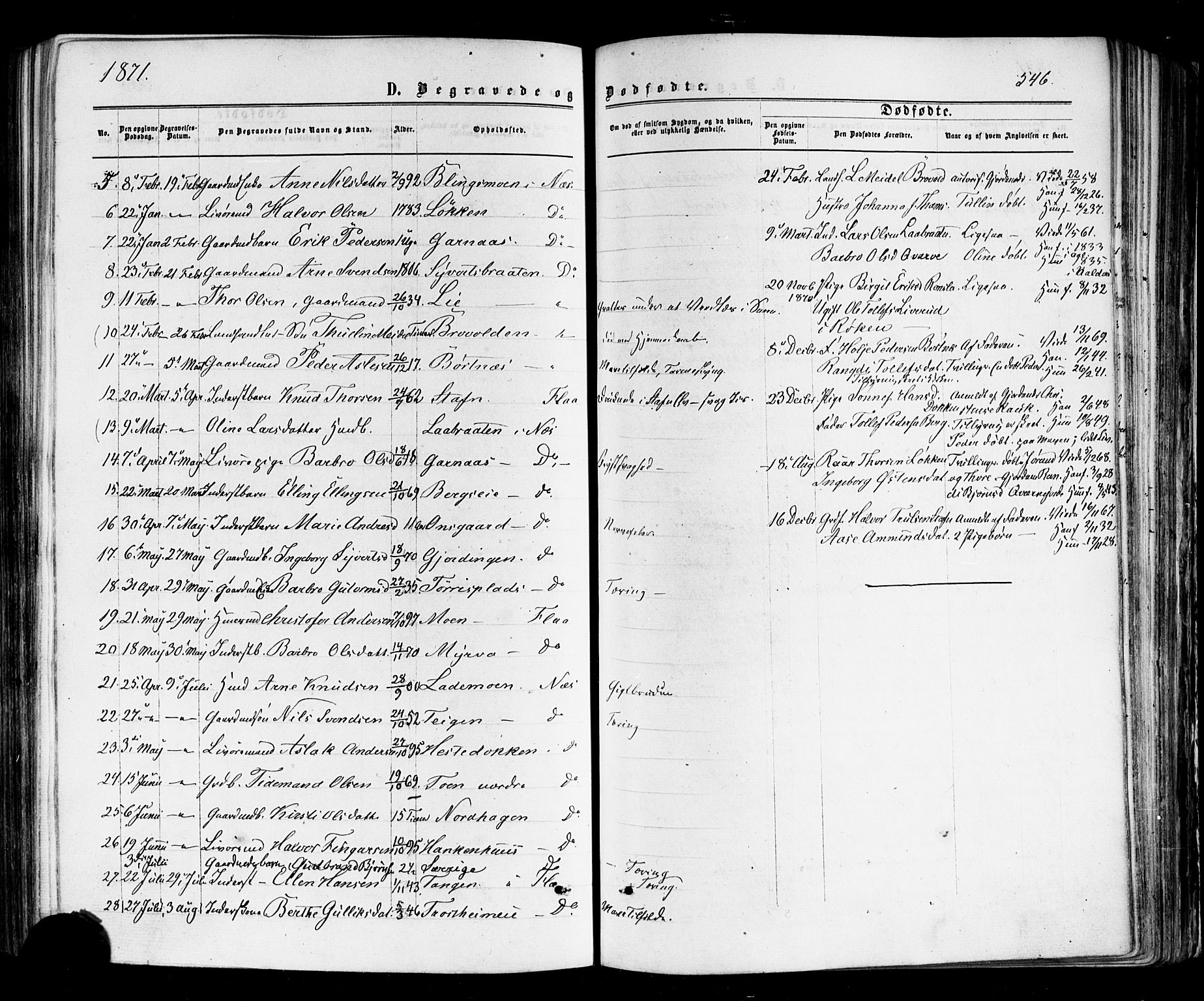 Nes kirkebøker, SAKO/A-236/F/Fa/L0010: Parish register (official) no. 10, 1864-1880, p. 546
