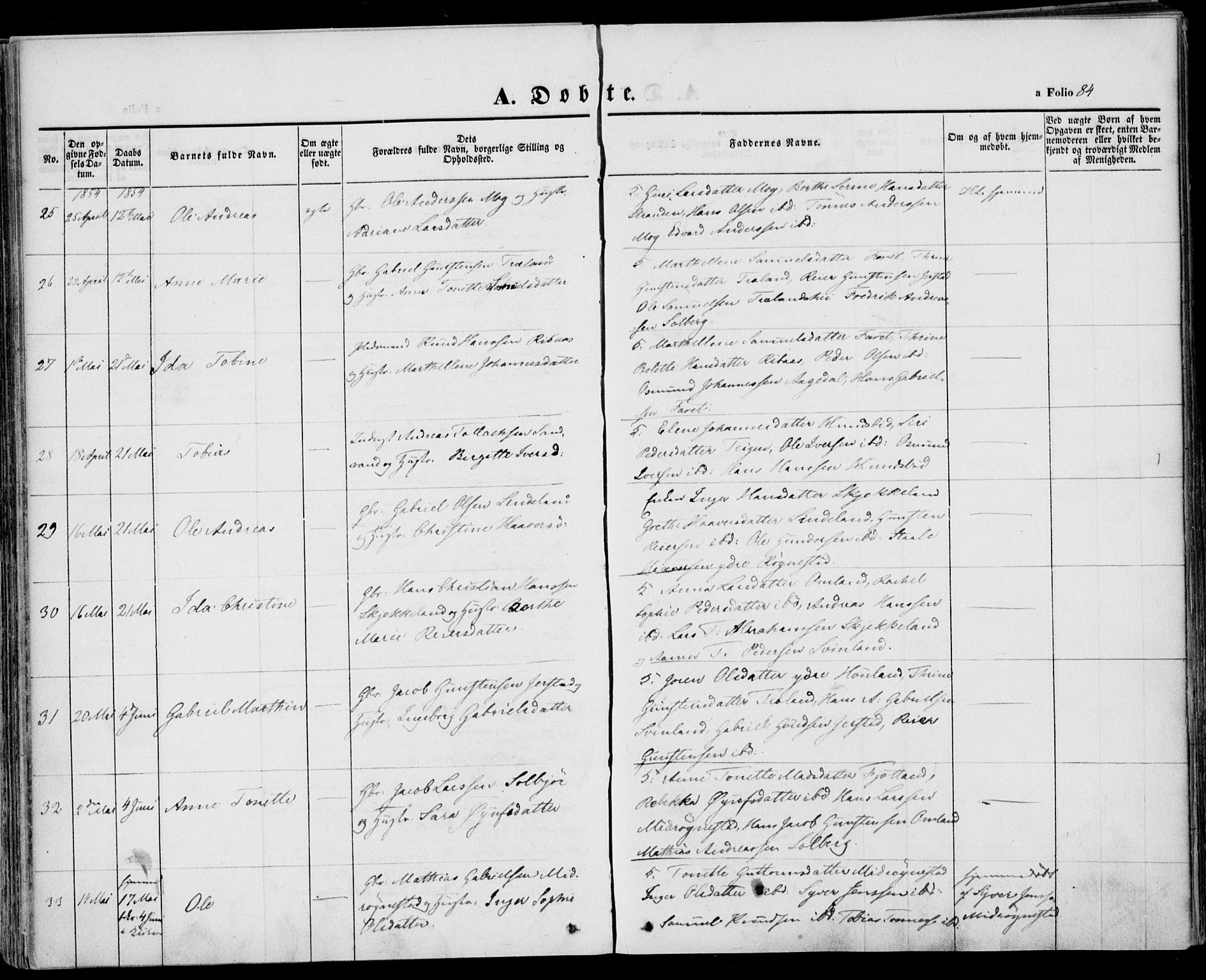 Kvinesdal sokneprestkontor, AV/SAK-1111-0026/F/Fa/Fab/L0005: Parish register (official) no. A 5, 1844-1857, p. 84