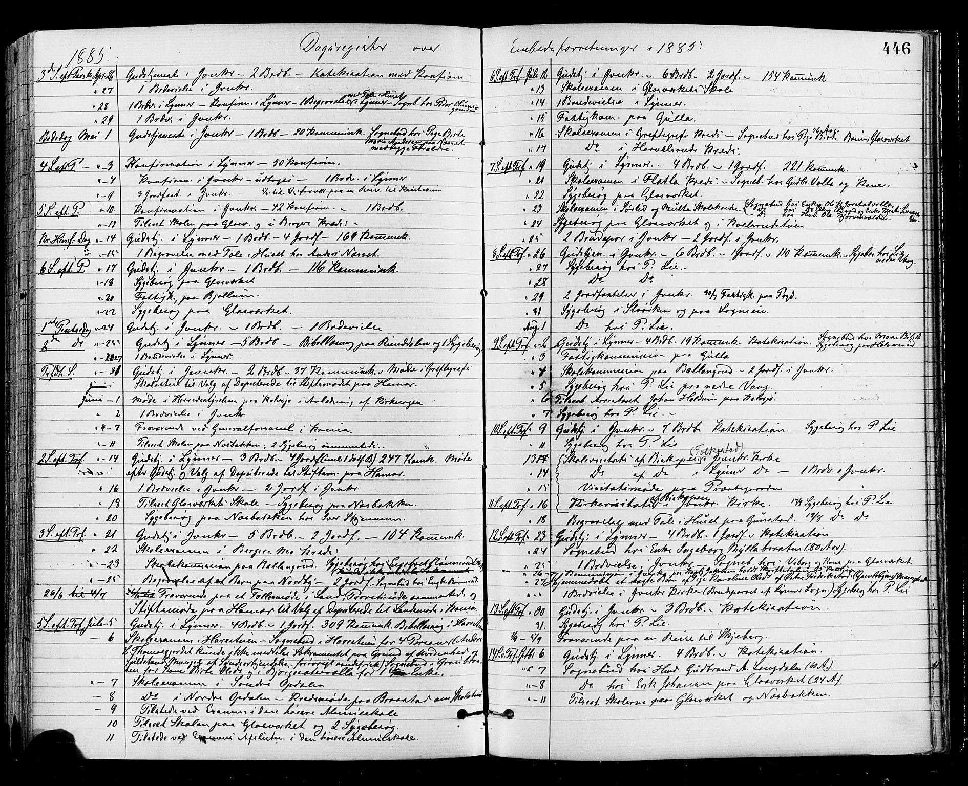 Jevnaker prestekontor, AV/SAH-PREST-116/H/Ha/Haa/L0008: Parish register (official) no. 8, 1877-1890, p. 446