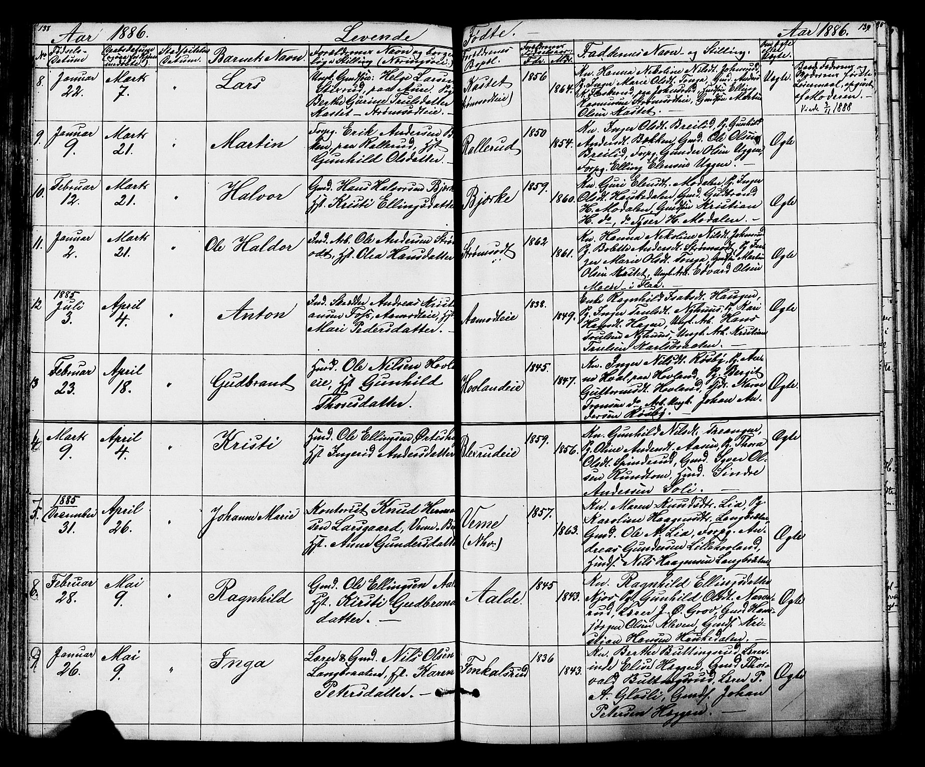 Lunder kirkebøker, AV/SAKO-A-629/G/Ga/L0003a: Parish register (copy) no. I 3, 1869-1888, p. 138-139