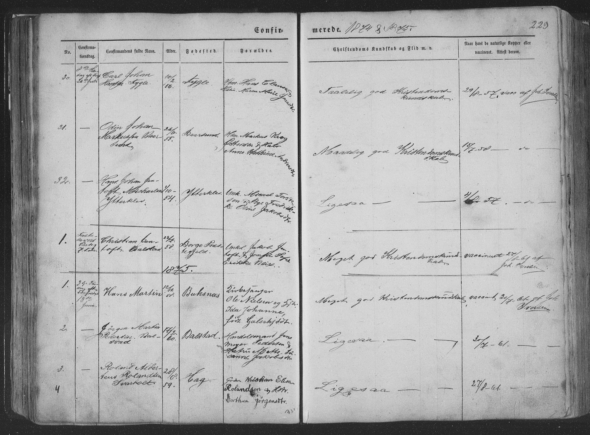 Ministerialprotokoller, klokkerbøker og fødselsregistre - Nordland, AV/SAT-A-1459/881/L1165: Parish register (copy) no. 881C02, 1854-1876, p. 229