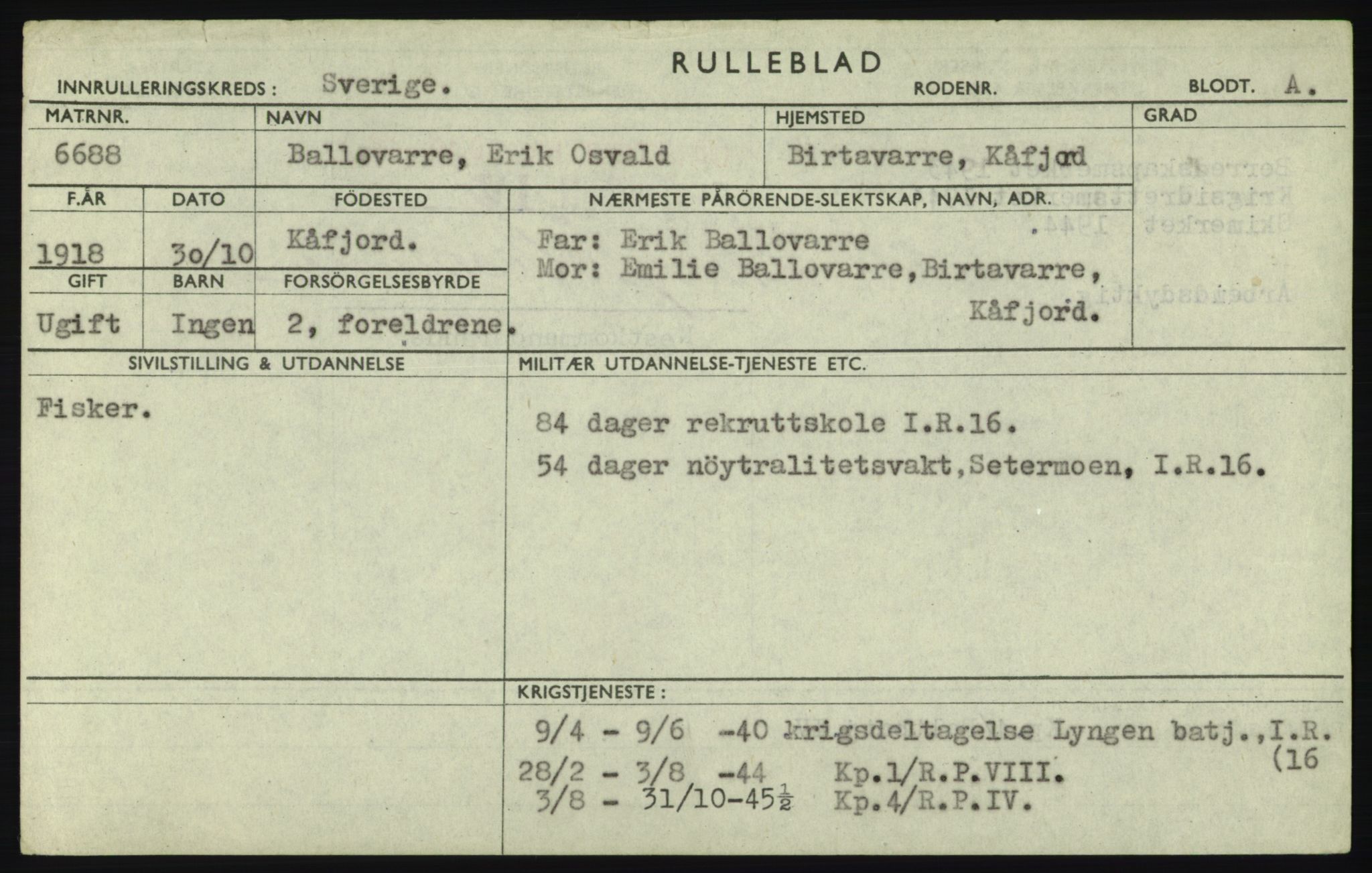 Forsvaret, Troms infanteriregiment nr. 16, AV/RA-RAFA-3146/P/Pa/L0023: Rulleblad for regimentets menige mannskaper, årsklasse 1939, 1939, p. 87