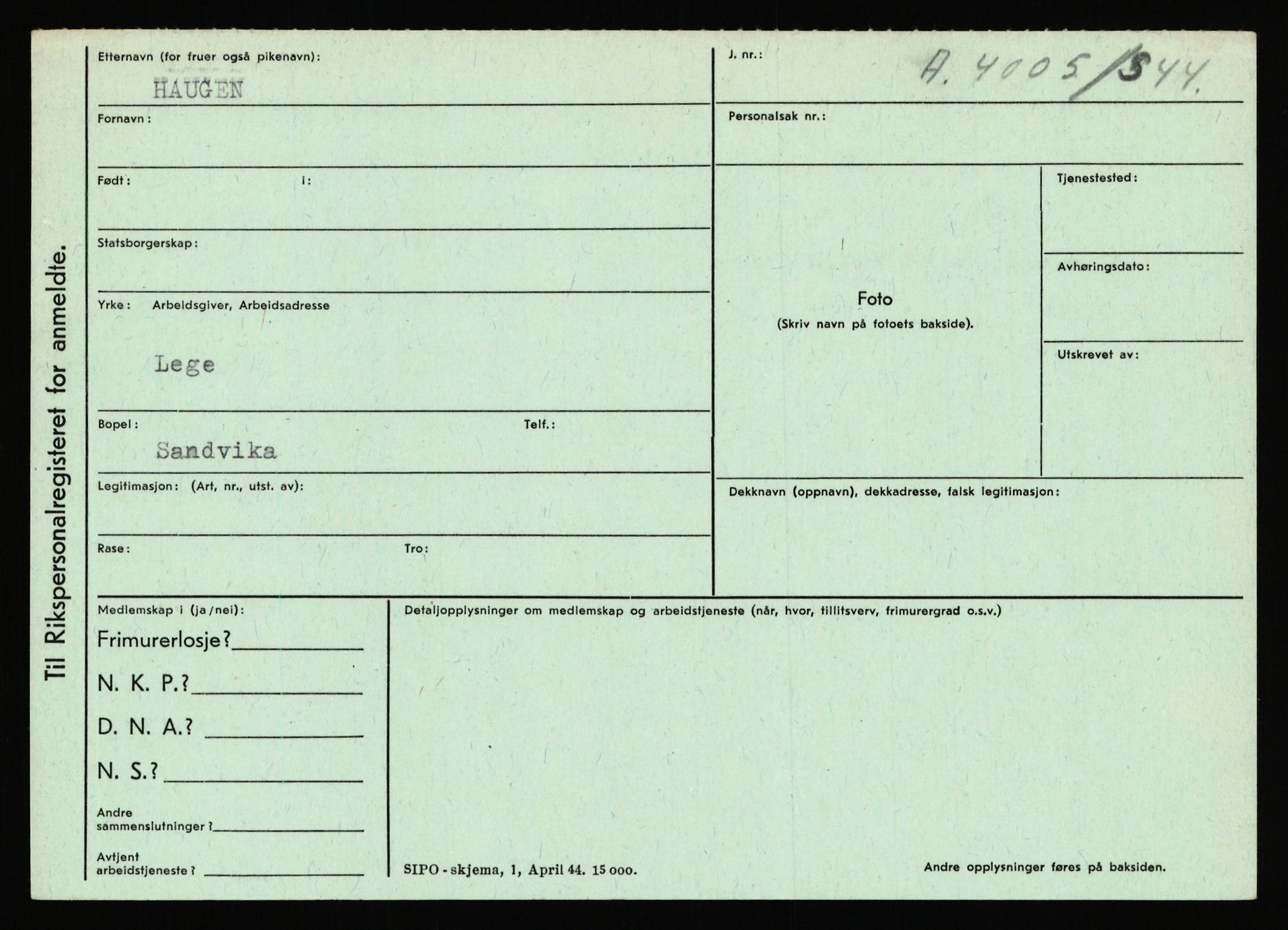 Statspolitiet - Hovedkontoret / Osloavdelingen, AV/RA-S-1329/C/Ca/L0006: Hanche - Hokstvedt, 1943-1945, p. 2325