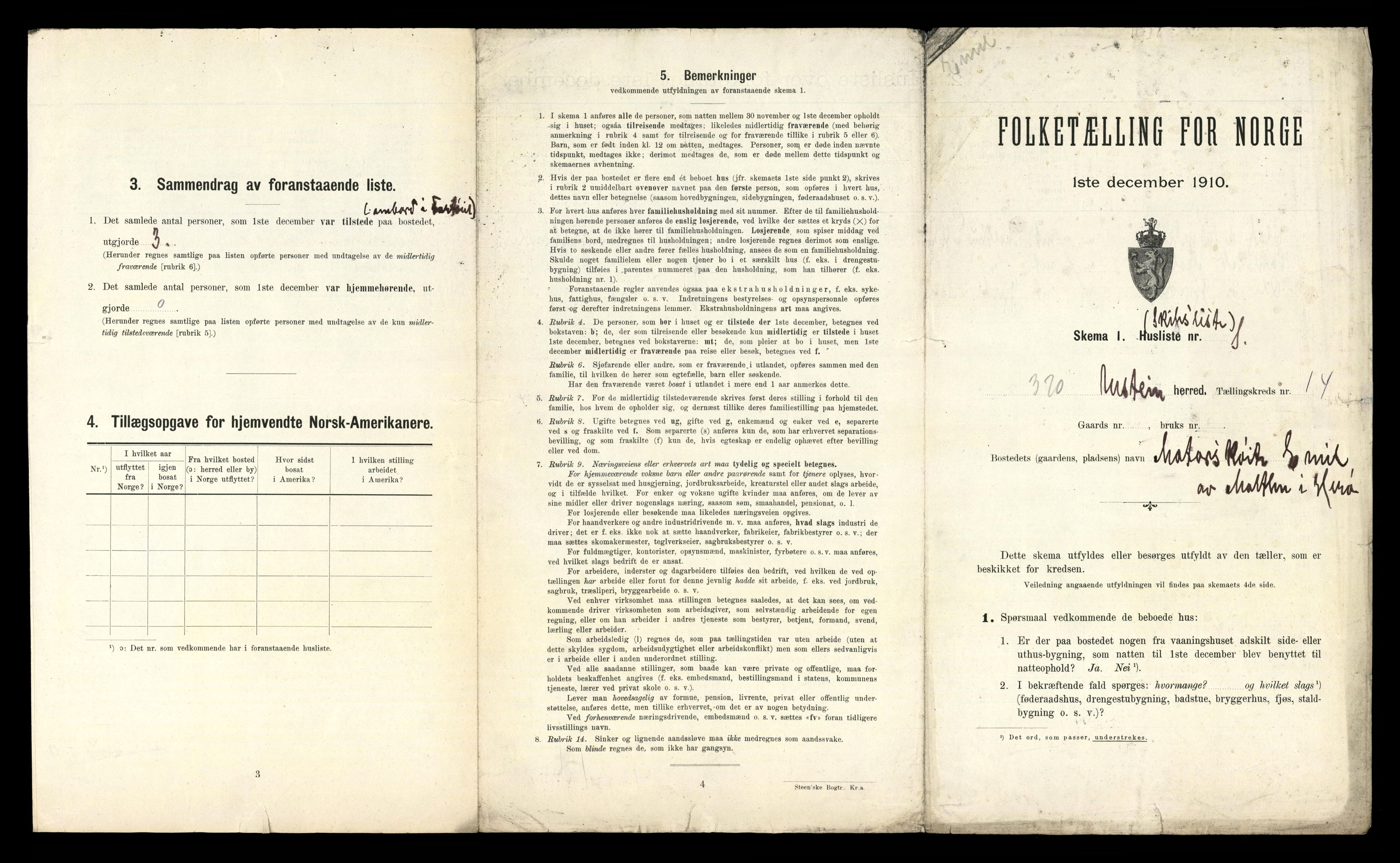 RA, 1910 census for Ulstein, 1910, p. 1158