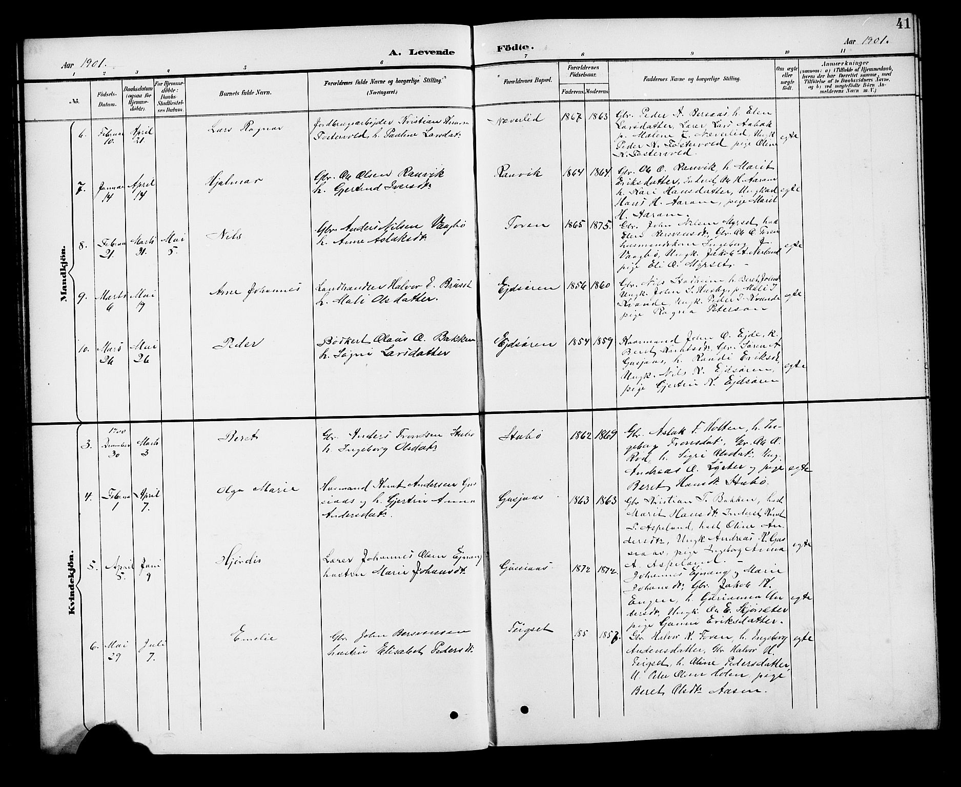 Ministerialprotokoller, klokkerbøker og fødselsregistre - Møre og Romsdal, SAT/A-1454/551/L0632: Parish register (copy) no. 551C04, 1894-1920, p. 41