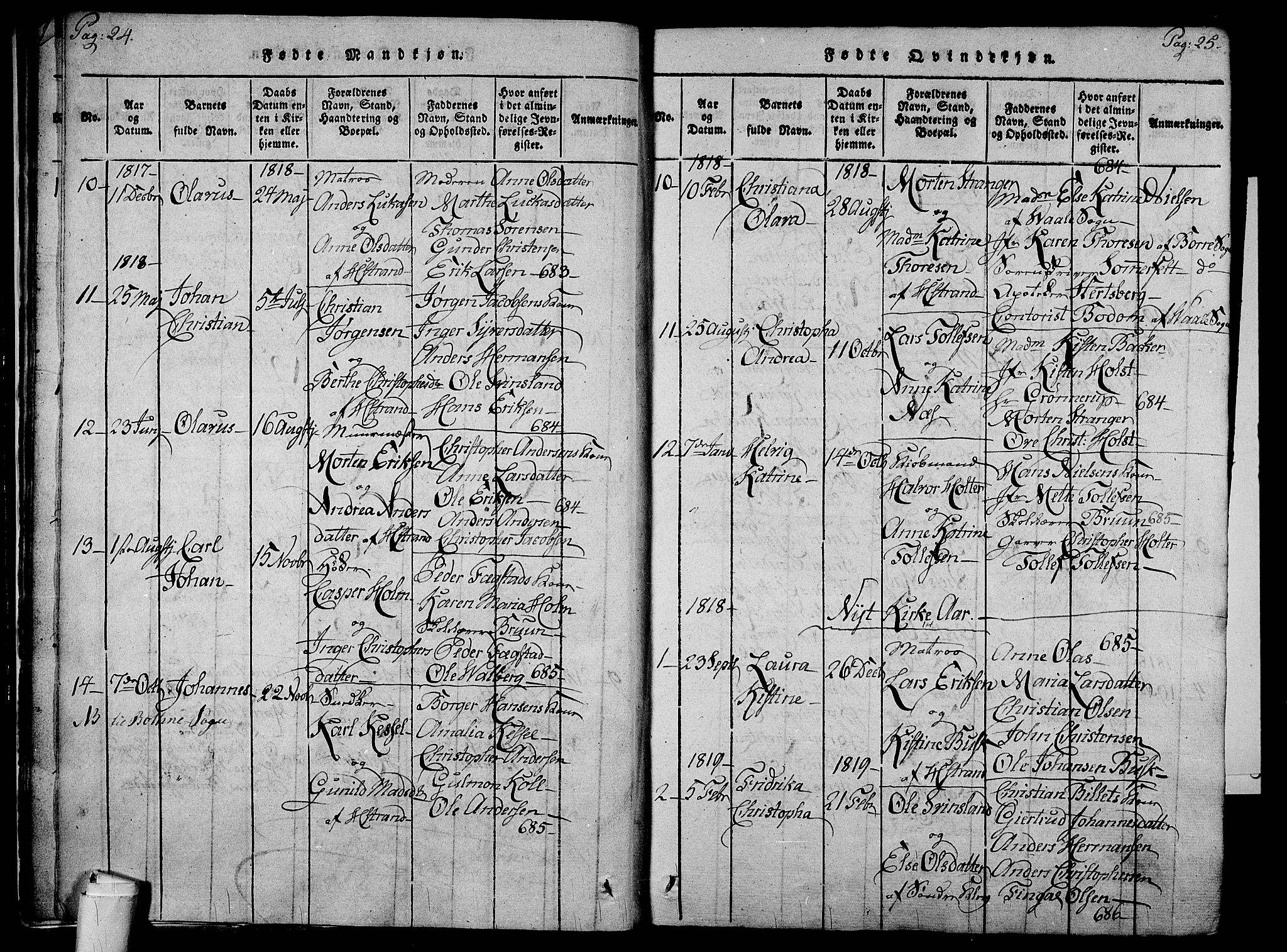 Holmestrand kirkebøker, SAKO/A-346/F/Fa/L0001: Parish register (official) no. 1, 1814-1840, p. 24-25