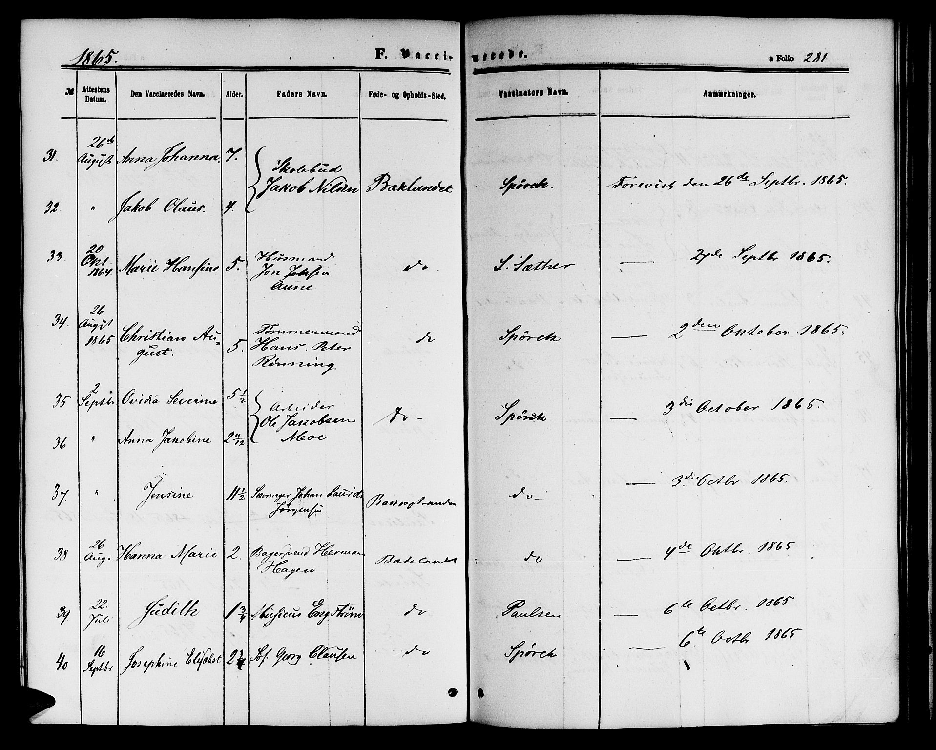 Ministerialprotokoller, klokkerbøker og fødselsregistre - Sør-Trøndelag, SAT/A-1456/604/L0185: Parish register (official) no. 604A06, 1861-1865, p. 281
