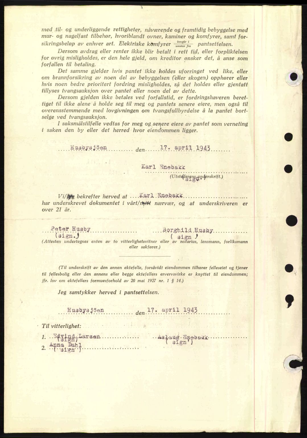 Fosen sorenskriveri, AV/SAT-A-1107/1/2/2C: Mortgage book no. B1, 1943-1945, Diary no: : 473/1943