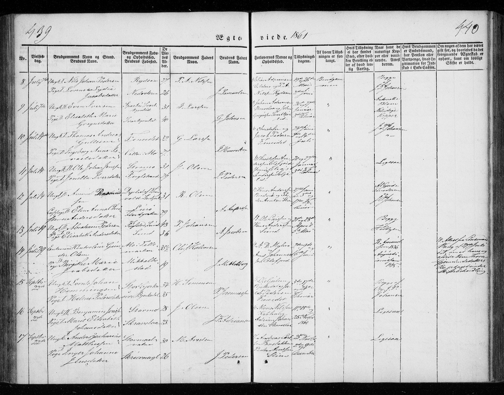 Ministerialprotokoller, klokkerbøker og fødselsregistre - Nordland, AV/SAT-A-1459/825/L0355: Parish register (official) no. 825A09, 1842-1863, p. 439-440