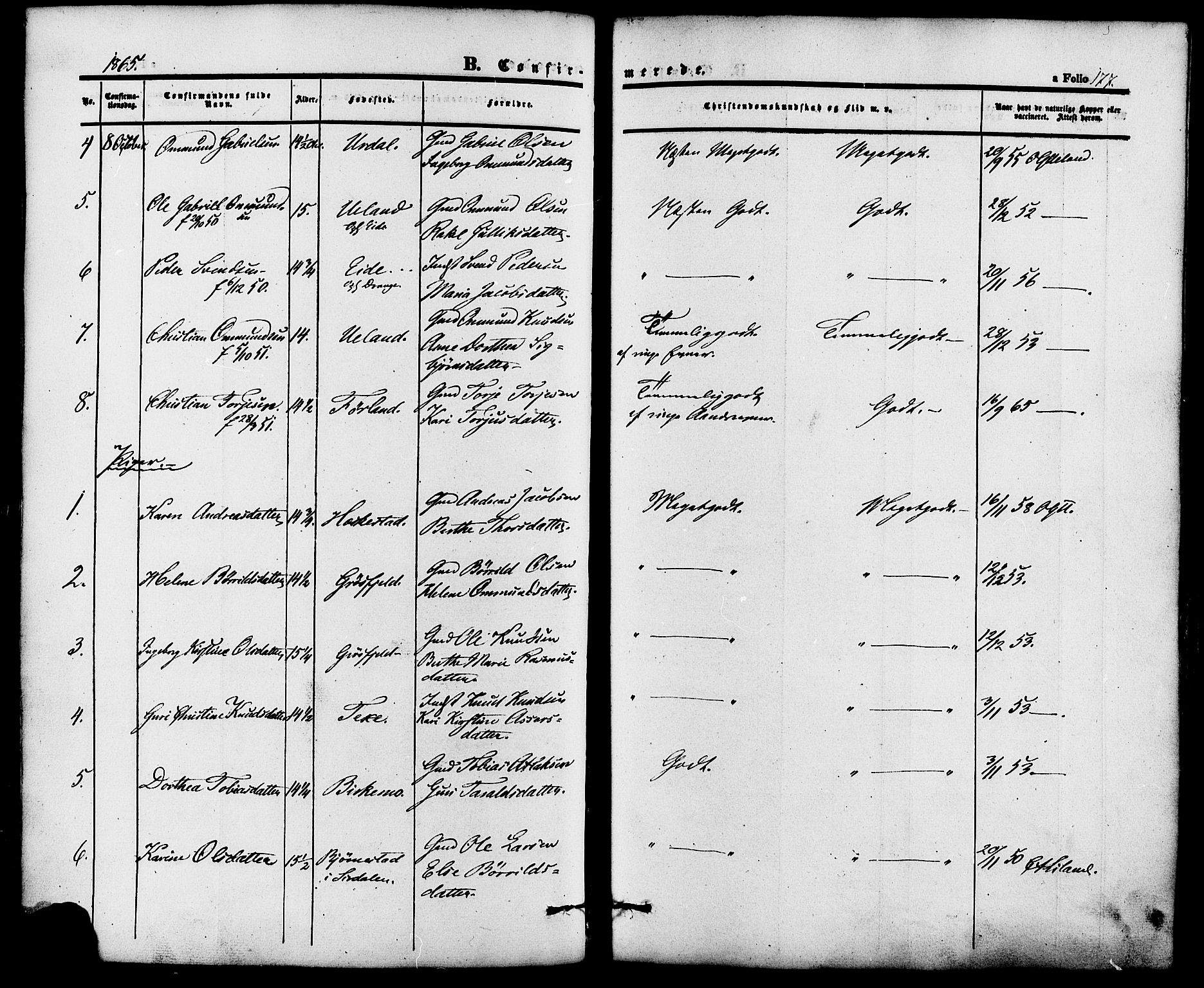 Lund sokneprestkontor, AV/SAST-A-101809/S06/L0010: Parish register (official) no. A 9, 1854-1886, p. 177