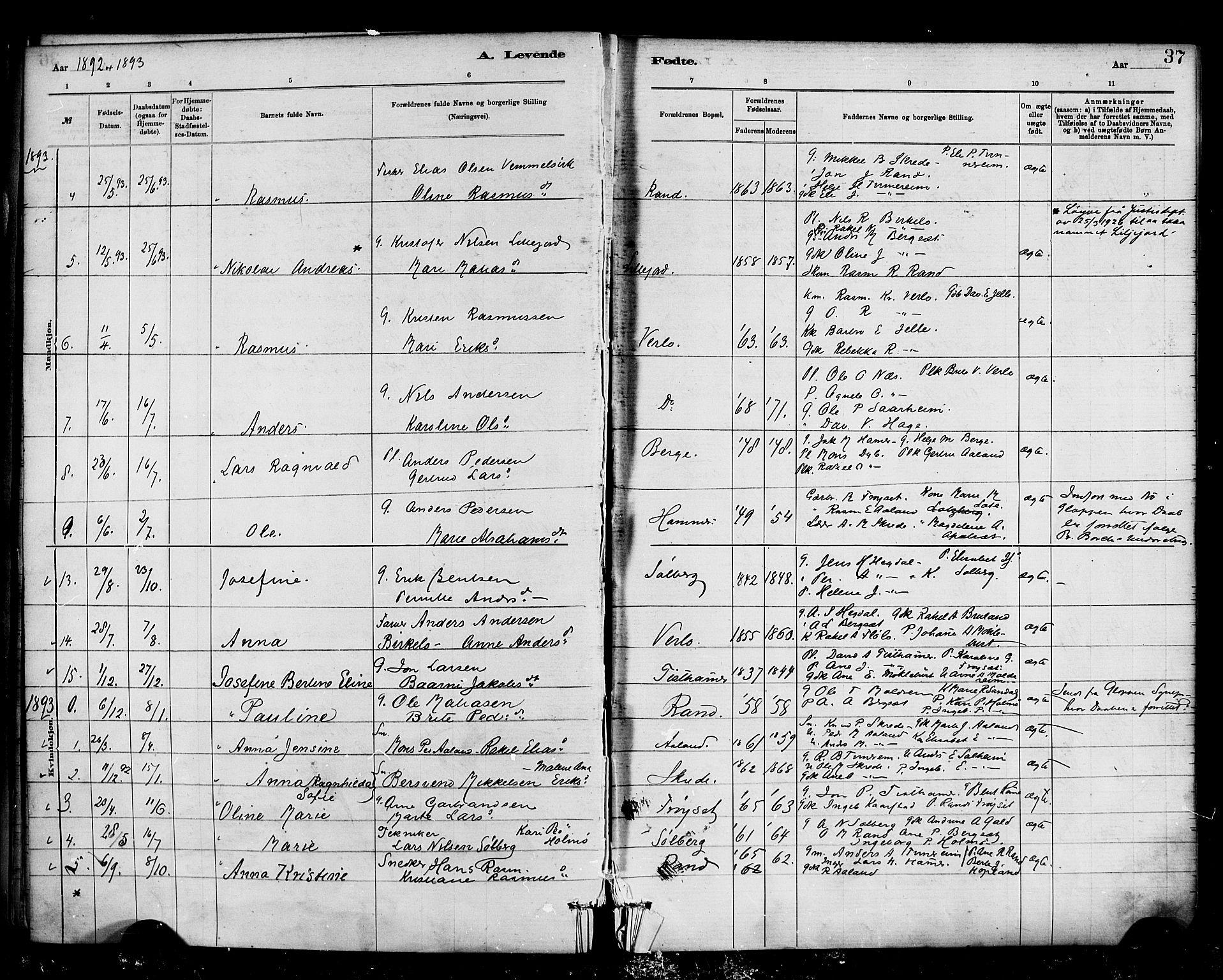 Innvik sokneprestembete, AV/SAB-A-80501: Parish register (official) no. D 1, 1879-1900, p. 37