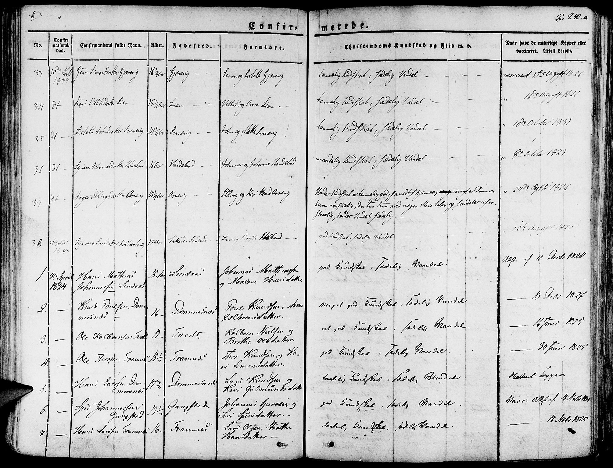 Fjelberg sokneprestembete, SAB/A-75201/H/Haa: Parish register (official) no. A 5, 1822-1834, p. 240